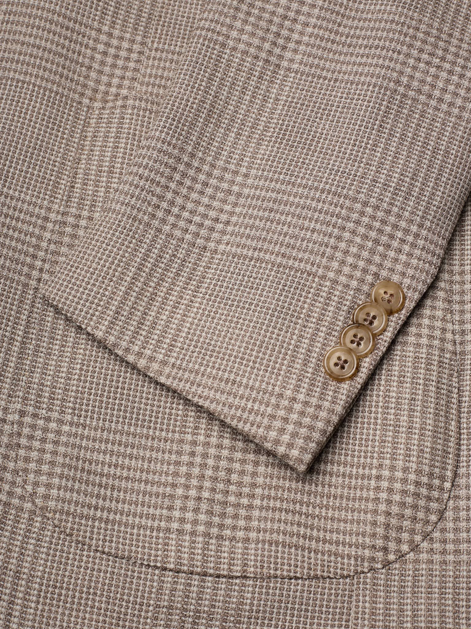 SARTORIA PARTENOPEA "Napoli4" Light Brown Glen Plaid Wool Elastane Unlined Jacket