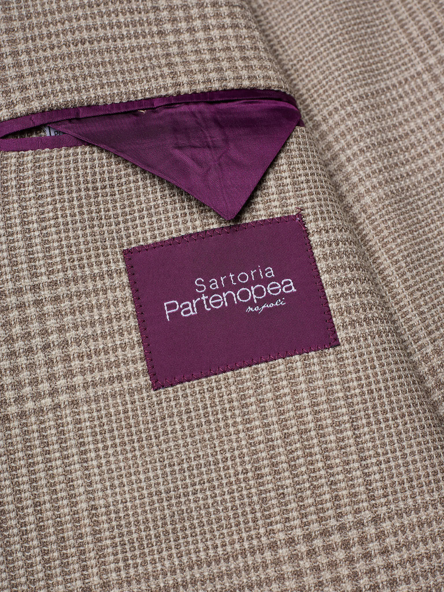 SARTORIA PARTENOPEA "Napoli4" Light Brown Glen Plaid Wool Elastane Unlined Jacket