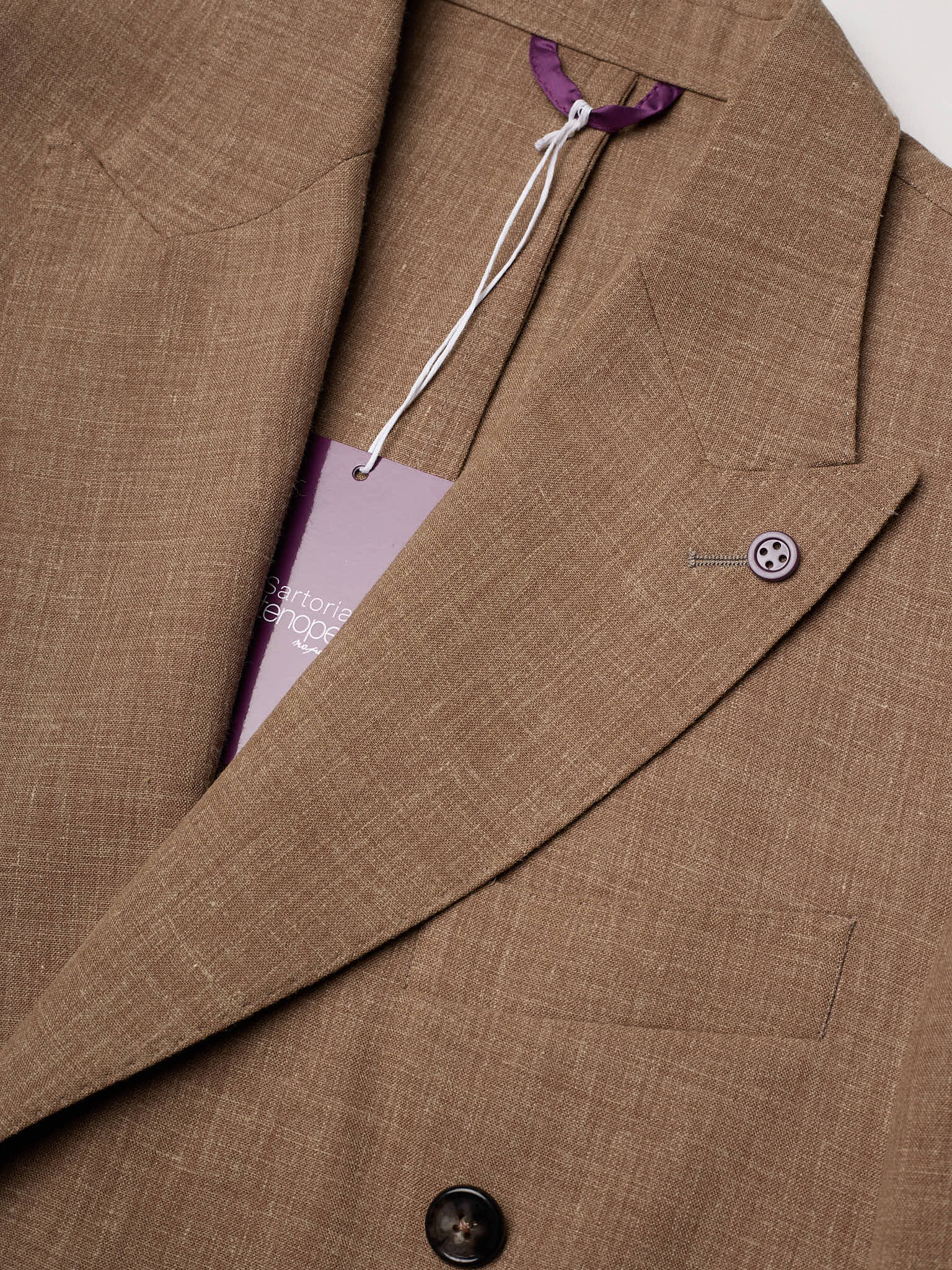 SARTORIA PARTENOPEA "Napoli6" Brown Linen Unlined DB Jacket