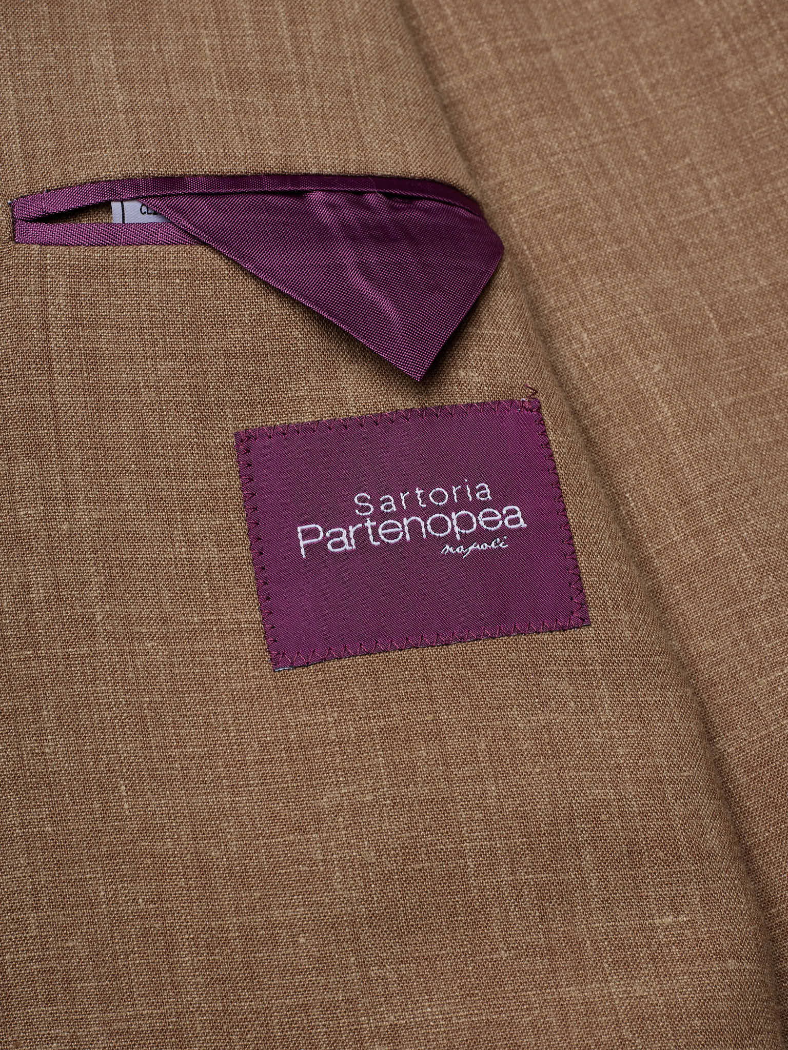 SARTORIA PARTENOPEA "Napoli6" Brown Linen Unlined DB Jacket
