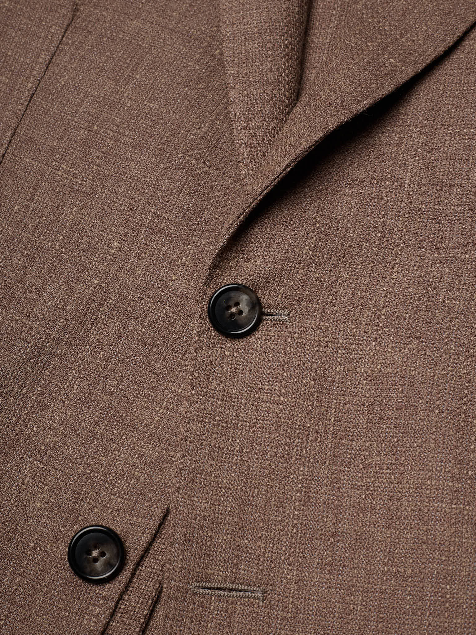 SARTORIA PARTENOPEA "Napoli" Brown Linen Unlined Hopsack Jacket