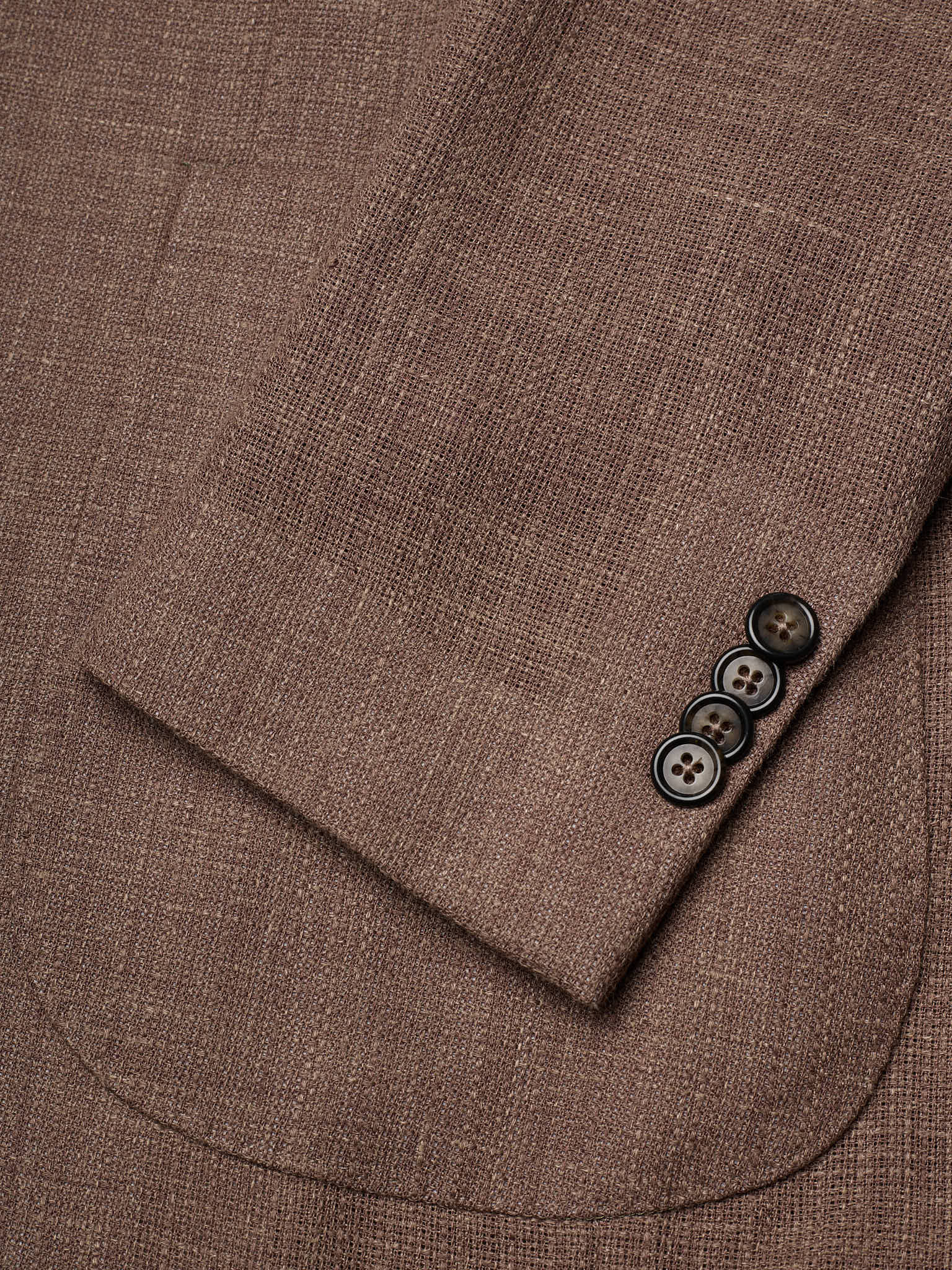 SARTORIA PARTENOPEA "Napoli" Brown Linen Unlined Hopsack Jacket