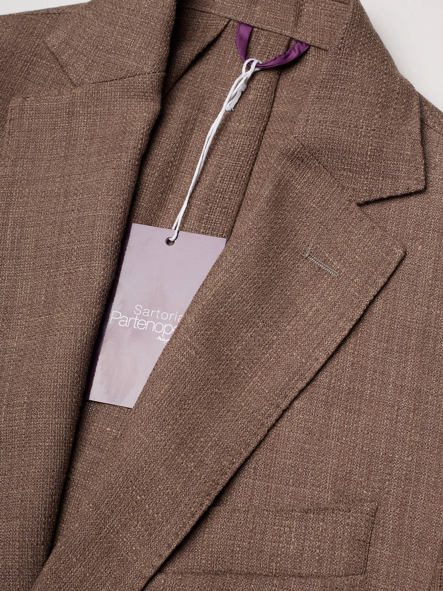 SARTORIA PARTENOPEA "Napoli" Brown Linen Unlined Hopsack Jacket