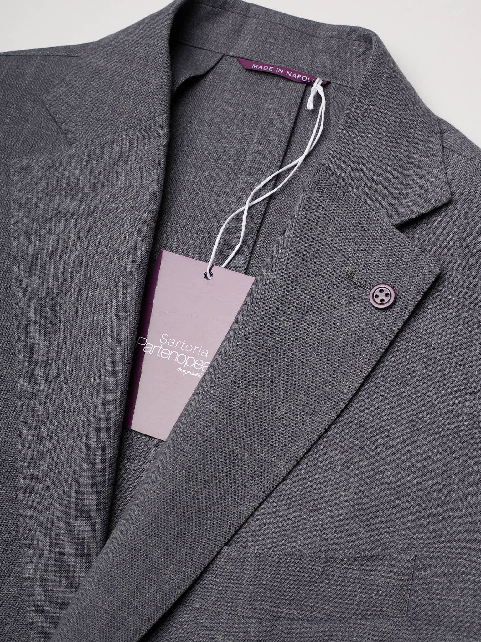 SARTORIA PARTENOPEA "Napoli" Gray Linen Polyester Unlined Jacket