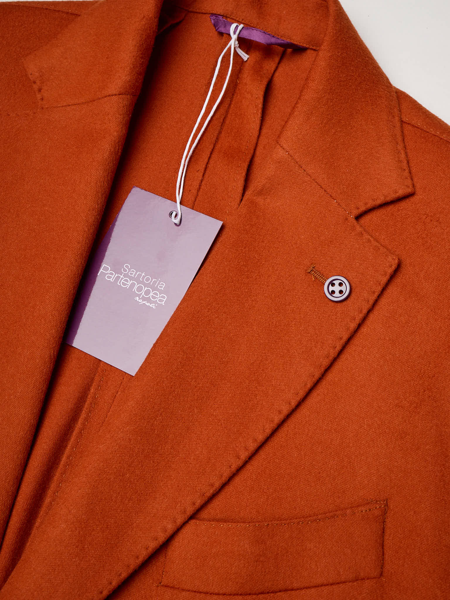 SARTORIA PARTENOPEA "Napoli" Orange Wool–Cashmere Unlined Jacket