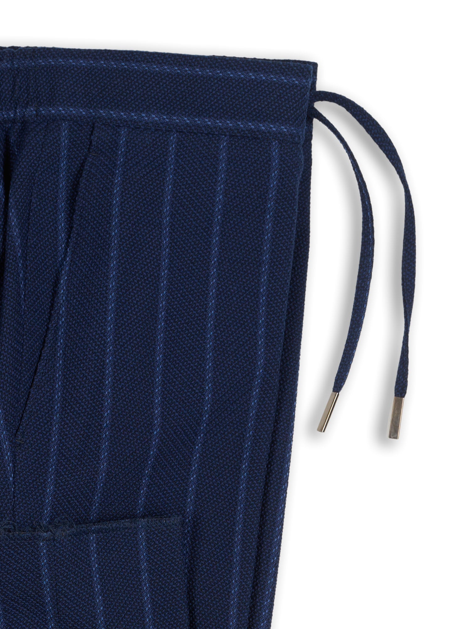 SARTORIA PARTENOPEA Navy Blue Drawstring Elastic Waist Wool Pants EU 48 NEW US 32