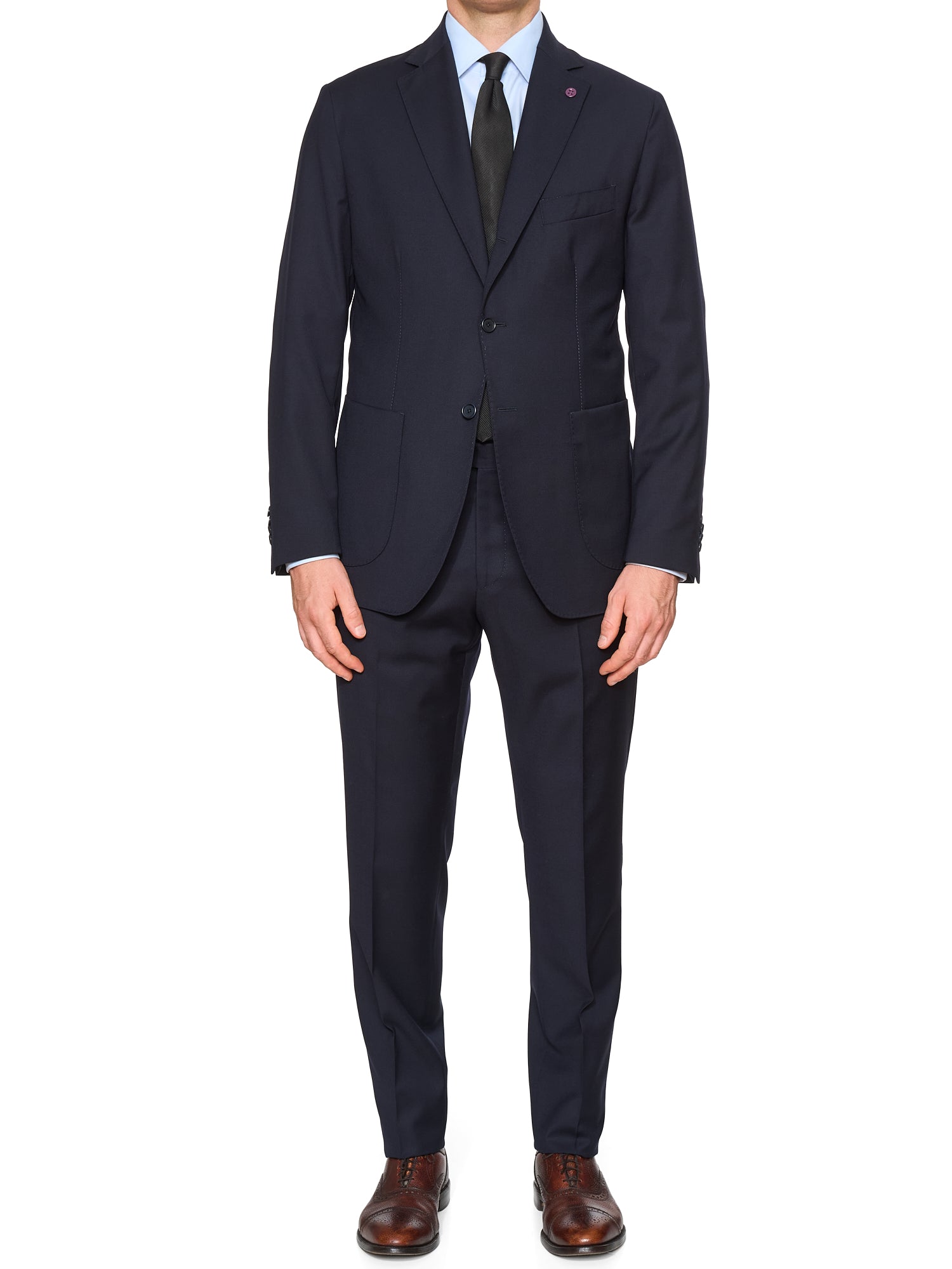 SARTORIA PARTENOPEA Navy Blue Wool Super 120'S Suit NEW