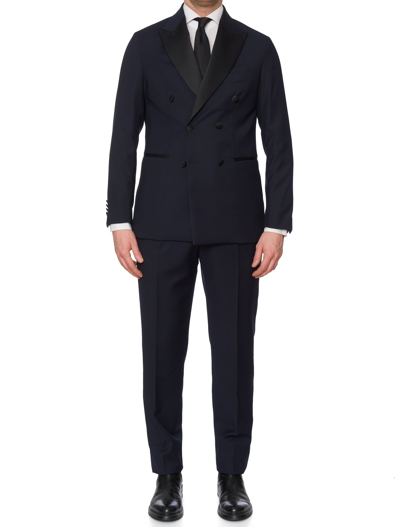 SARTORIA PARTENOPEA Midnight BlueSuper 120's DB Tuxedo Suit EU 50 NEW US 40