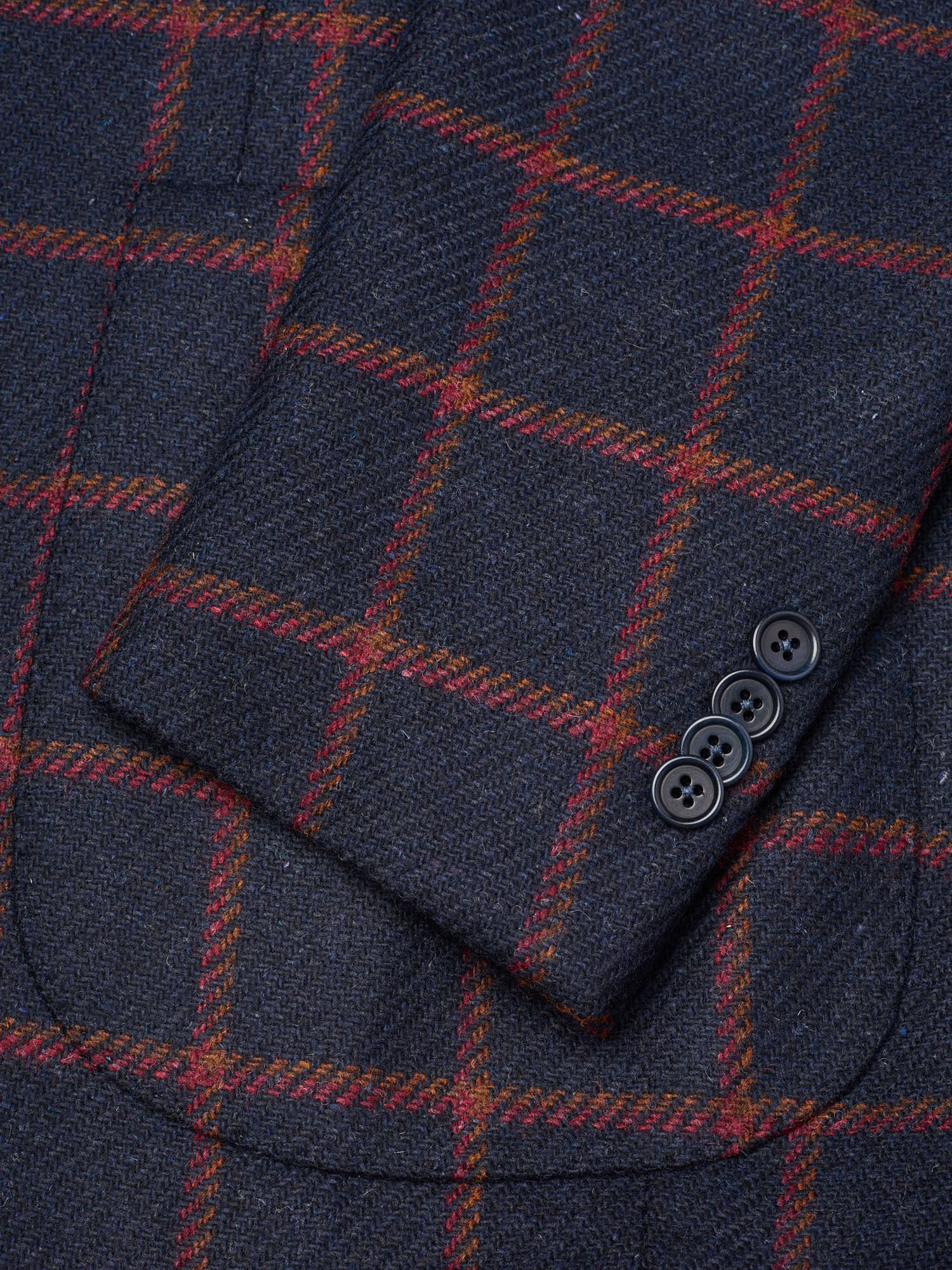 SARTORIA PARTENOPEA "Napoli2" Blue Tweed Windowpane Unlined Jacket