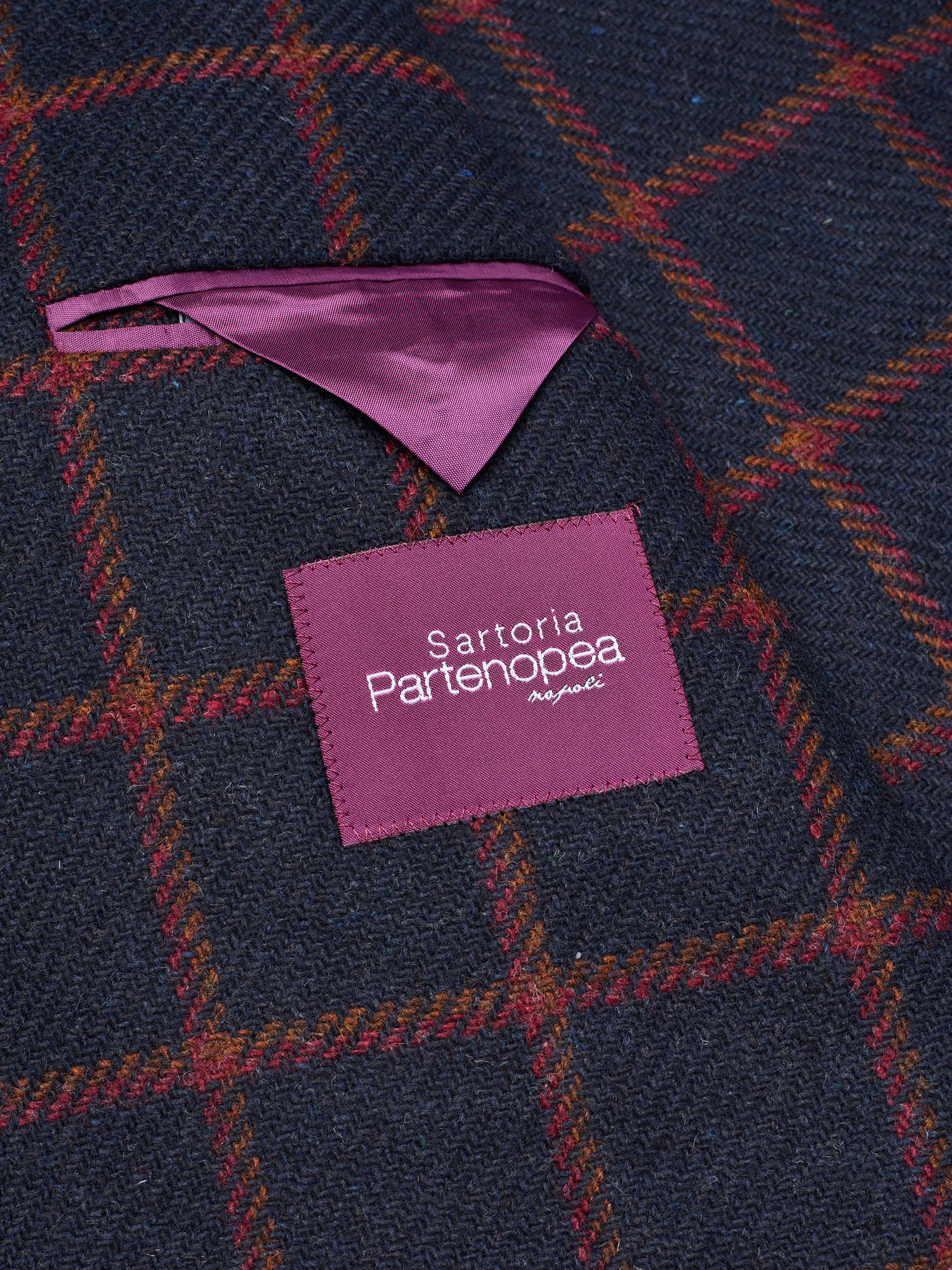 SARTORIA PARTENOPEA "Napoli2" Blue Tweed Windowpane Unlined Jacket