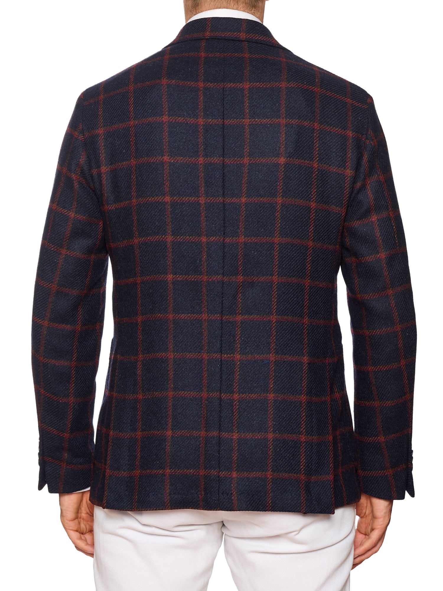 SARTORIA PARTENOPEA "Napoli2" Blue Tweed Windowpane Unlined Jacket