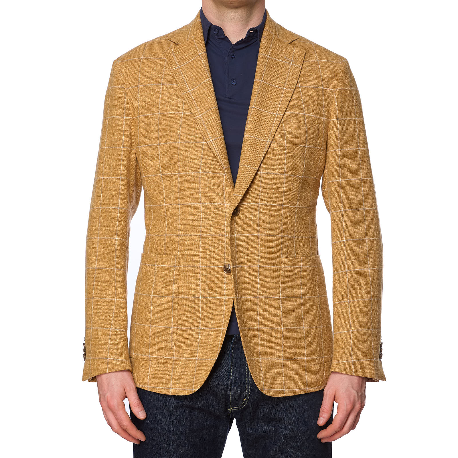 SARTORIA PARTENOPEA Orange Windowpane Wool-Silk-Cotton Jacket NEW Current Model