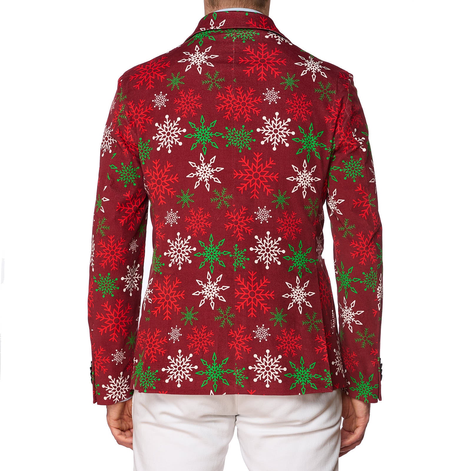 SARTORIA PARTENOPEA Red Christmas Design Cotton-Elastane Jacket EU 50 NEW US 40 Current Model