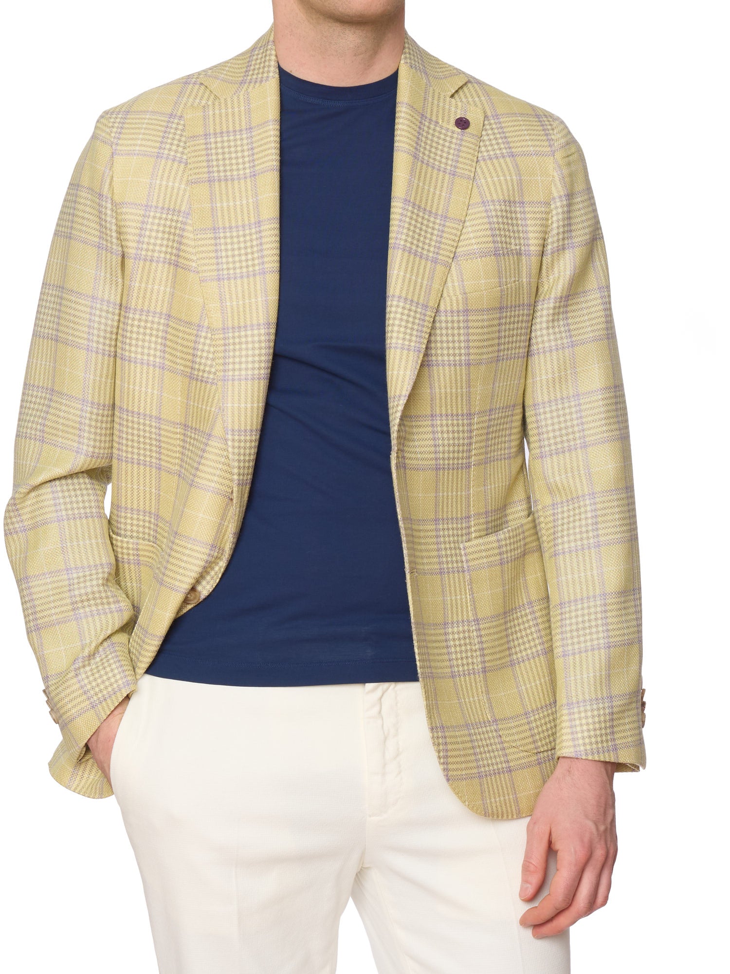SARTORIA PARTENOPEA Yellow Wool-Silk-Linen Jacket EU 50 NEW US 40 Current Model