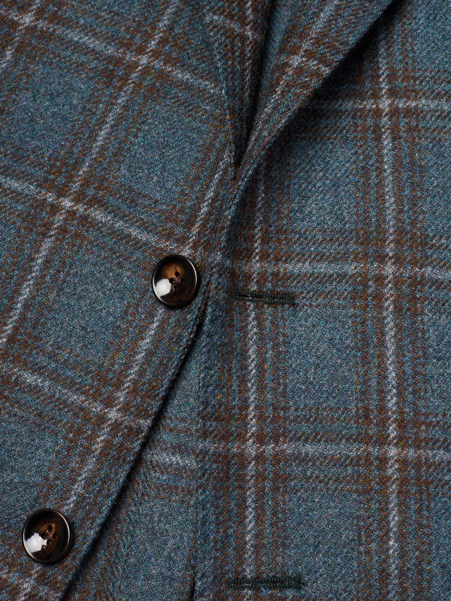 SARTORIA PARTENOPEA "Napoli2" Teal Windowpane Wool Jacket