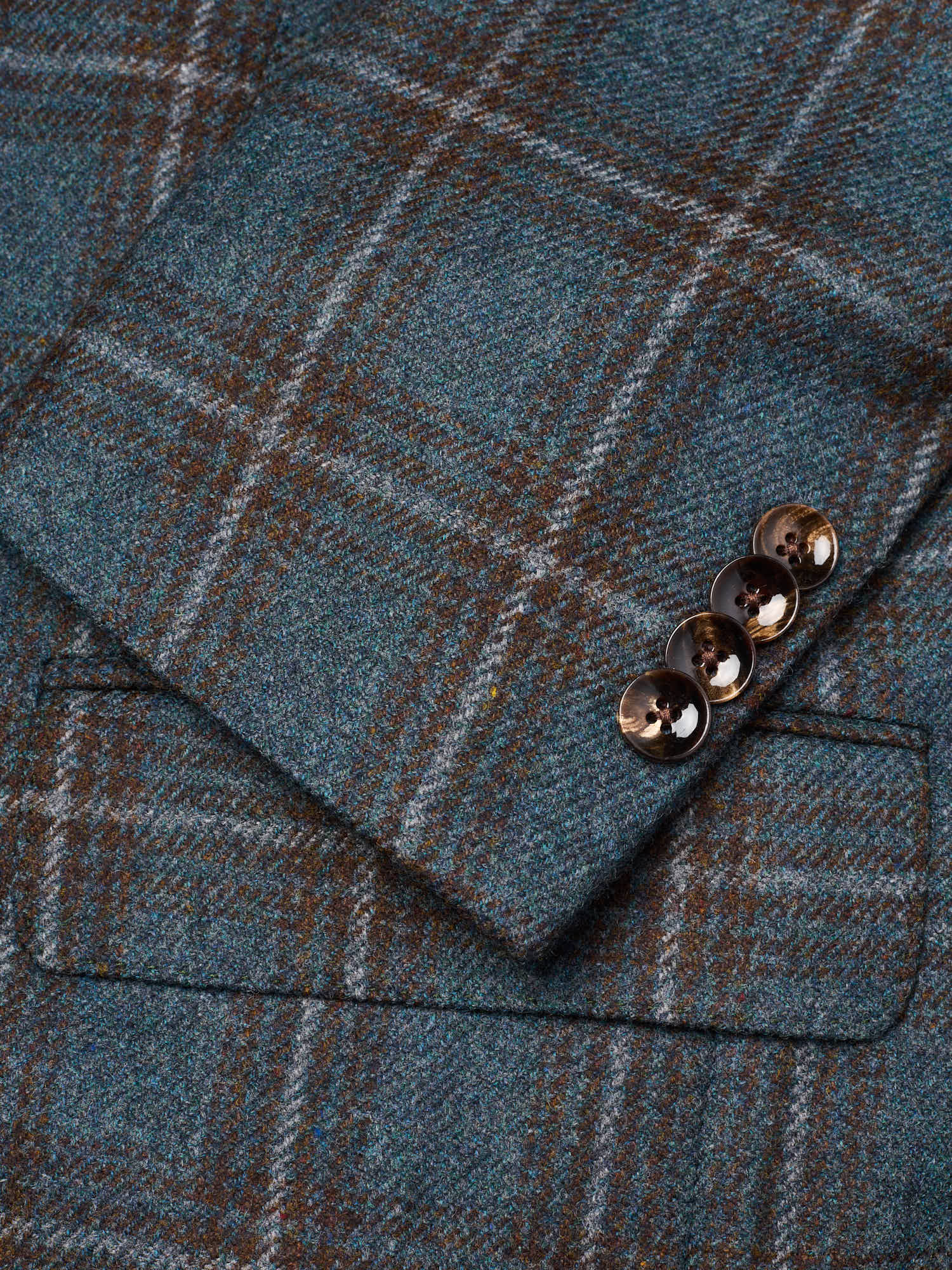 SARTORIA PARTENOPEA "Napoli2" Teal Windowpane Wool Jacket