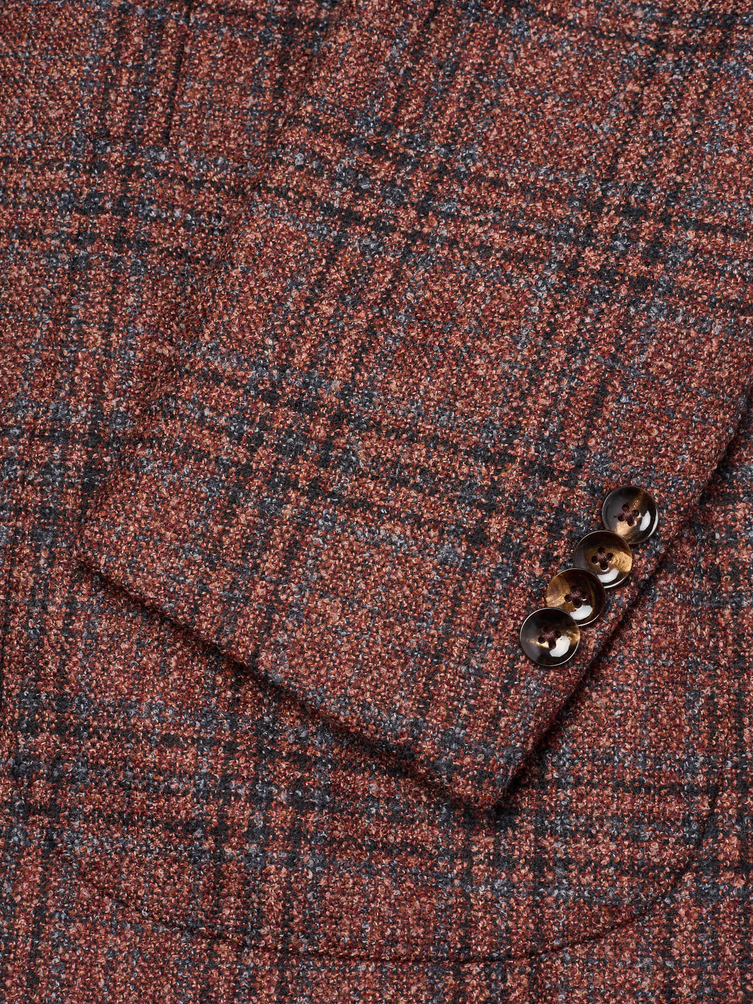 SARTORIA PARTENOPEA "Napoli2" Rust Glen Plaid Wool Polyester Jacket