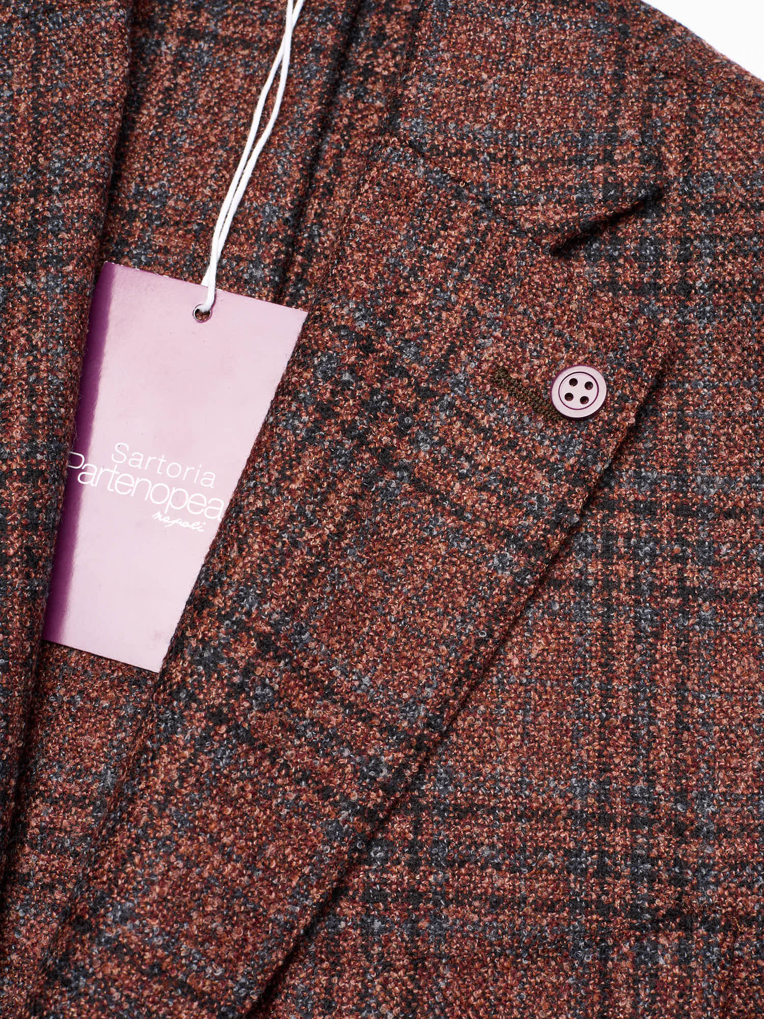 SARTORIA PARTENOPEA "Napoli2" Rust Glen Plaid Wool Polyester Jacket