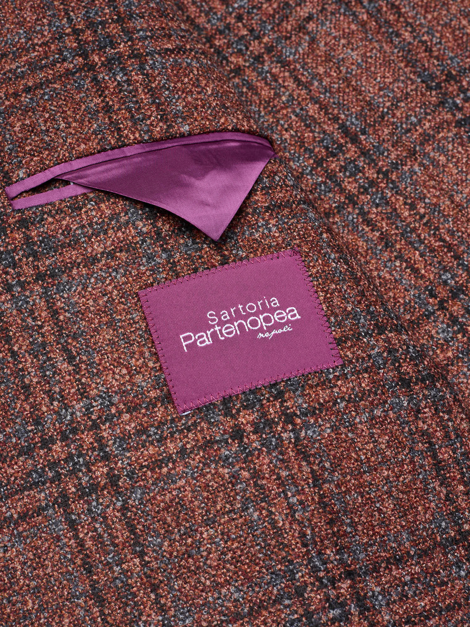 SARTORIA PARTENOPEA "Napoli2" Rust Glen Plaid Wool Polyester Jacket