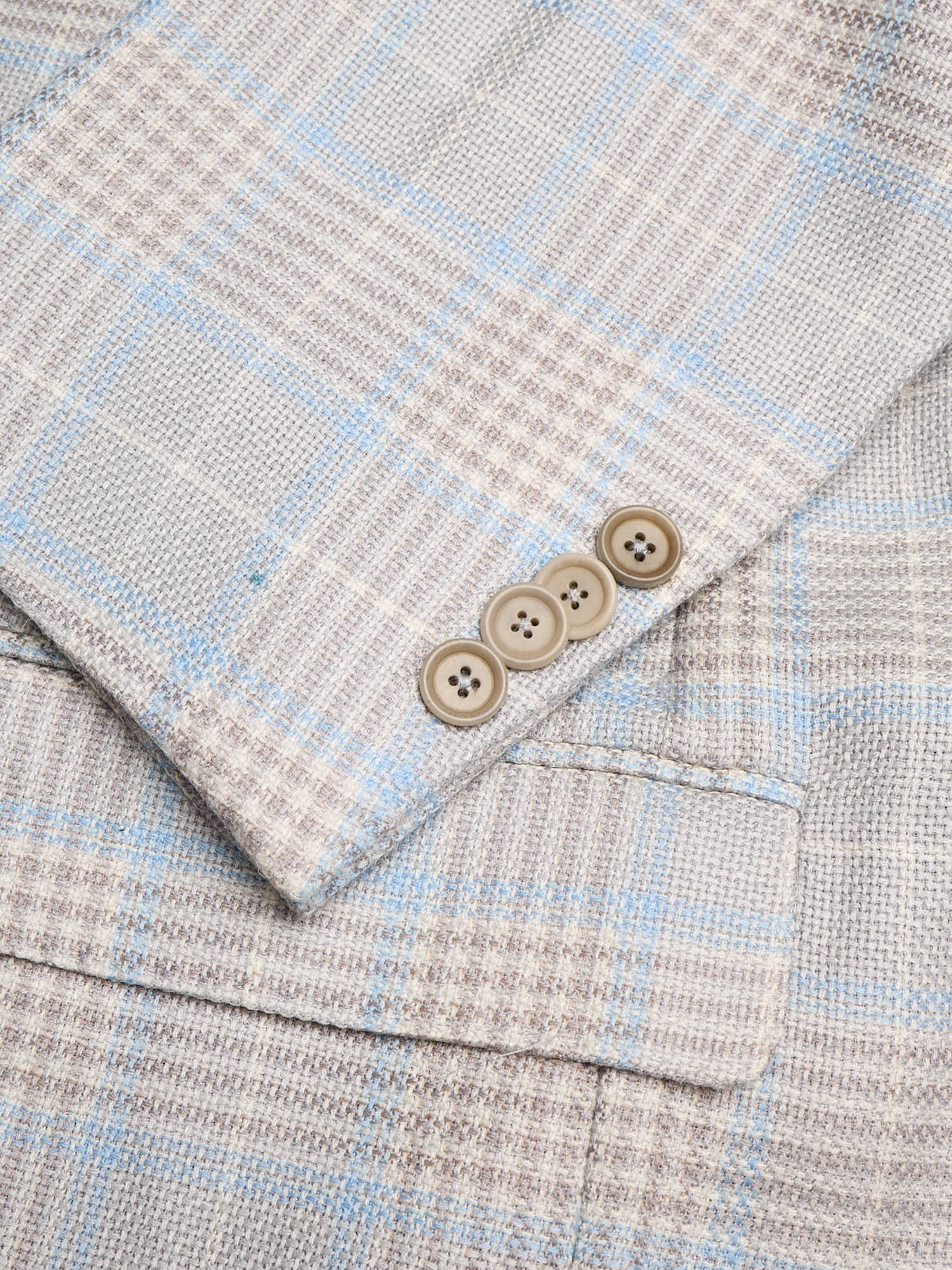 SARTORIA PARTENOPEA "Napoli2" Gray-Blue Windowpane Wool Jacket