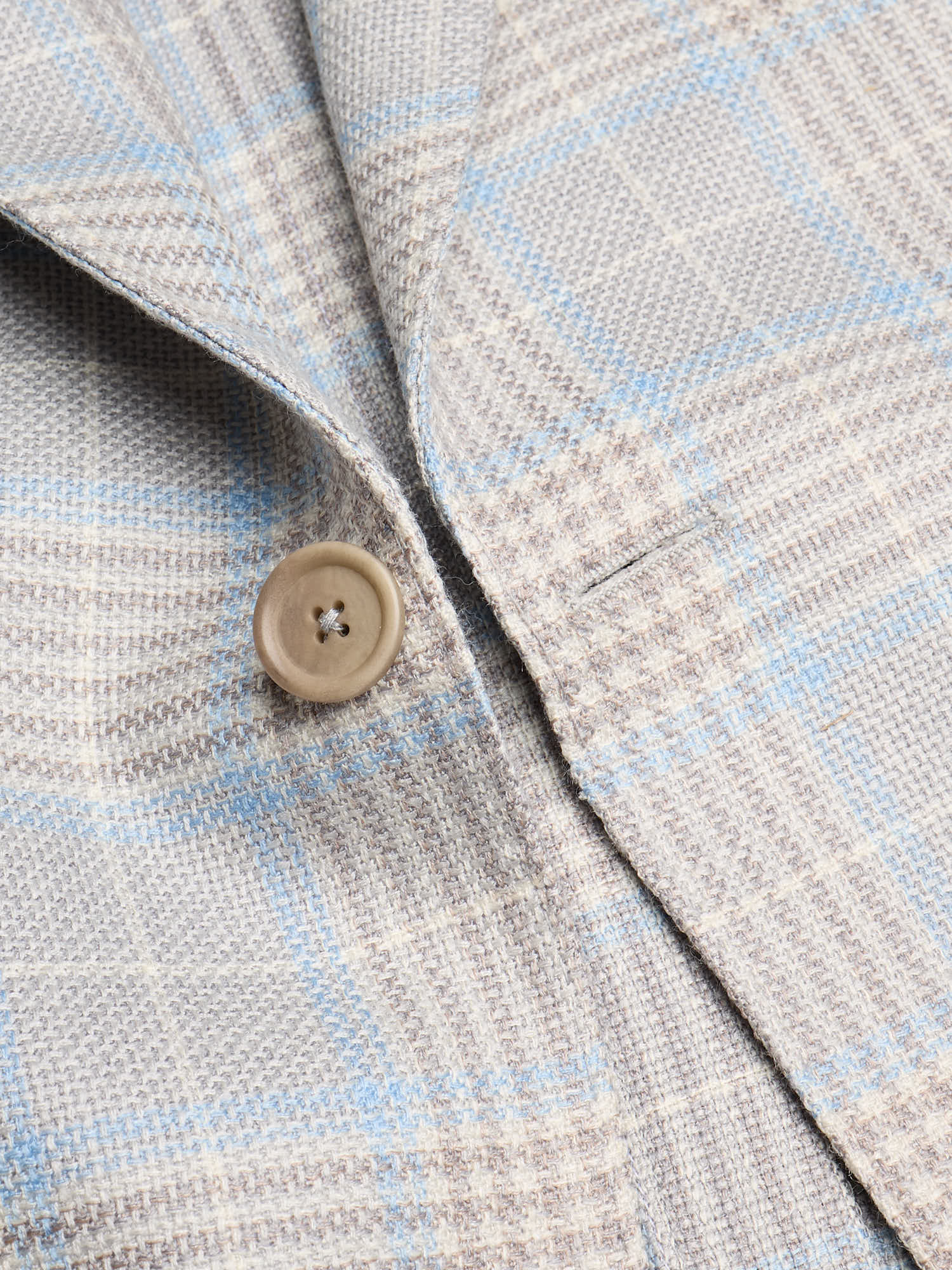 SARTORIA PARTENOPEA "Napoli2" Gray-Blue Windowpane Wool Jacket