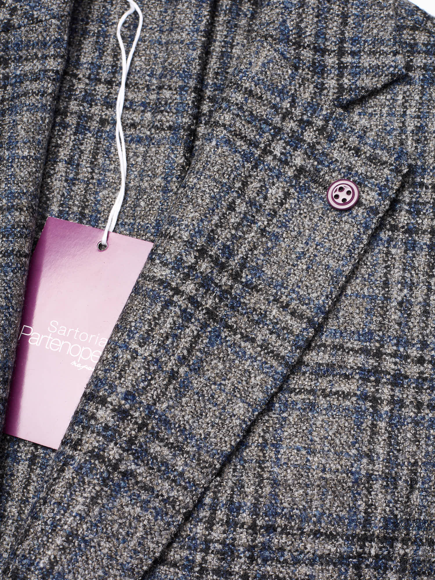 SARTORIA PARTENOPEA "Napoli2" Gray Glen Plaid Wool Stretch Jacket