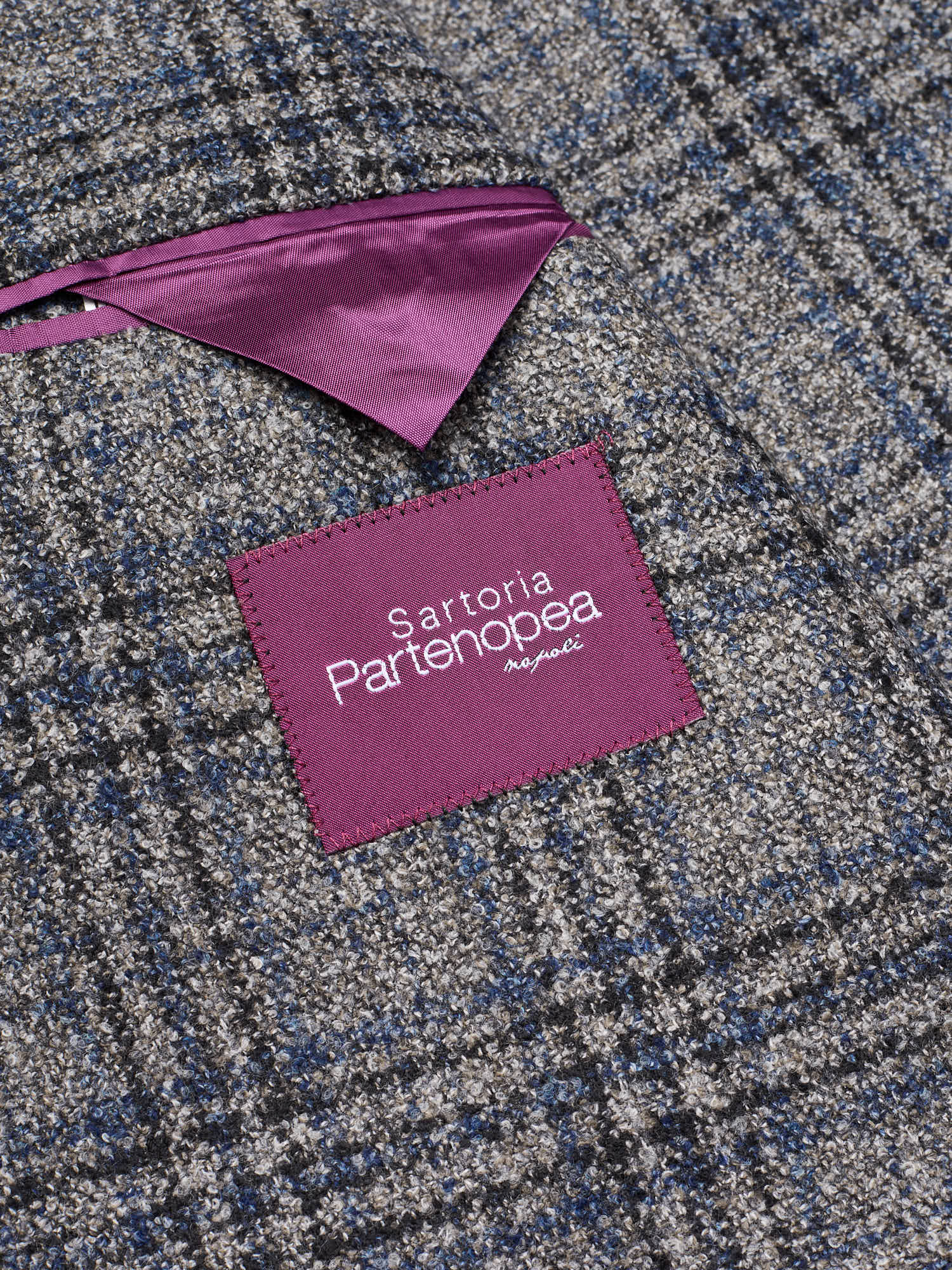 SARTORIA PARTENOPEA "Napoli2" Gray Glen Plaid Wool Stretch Jacket