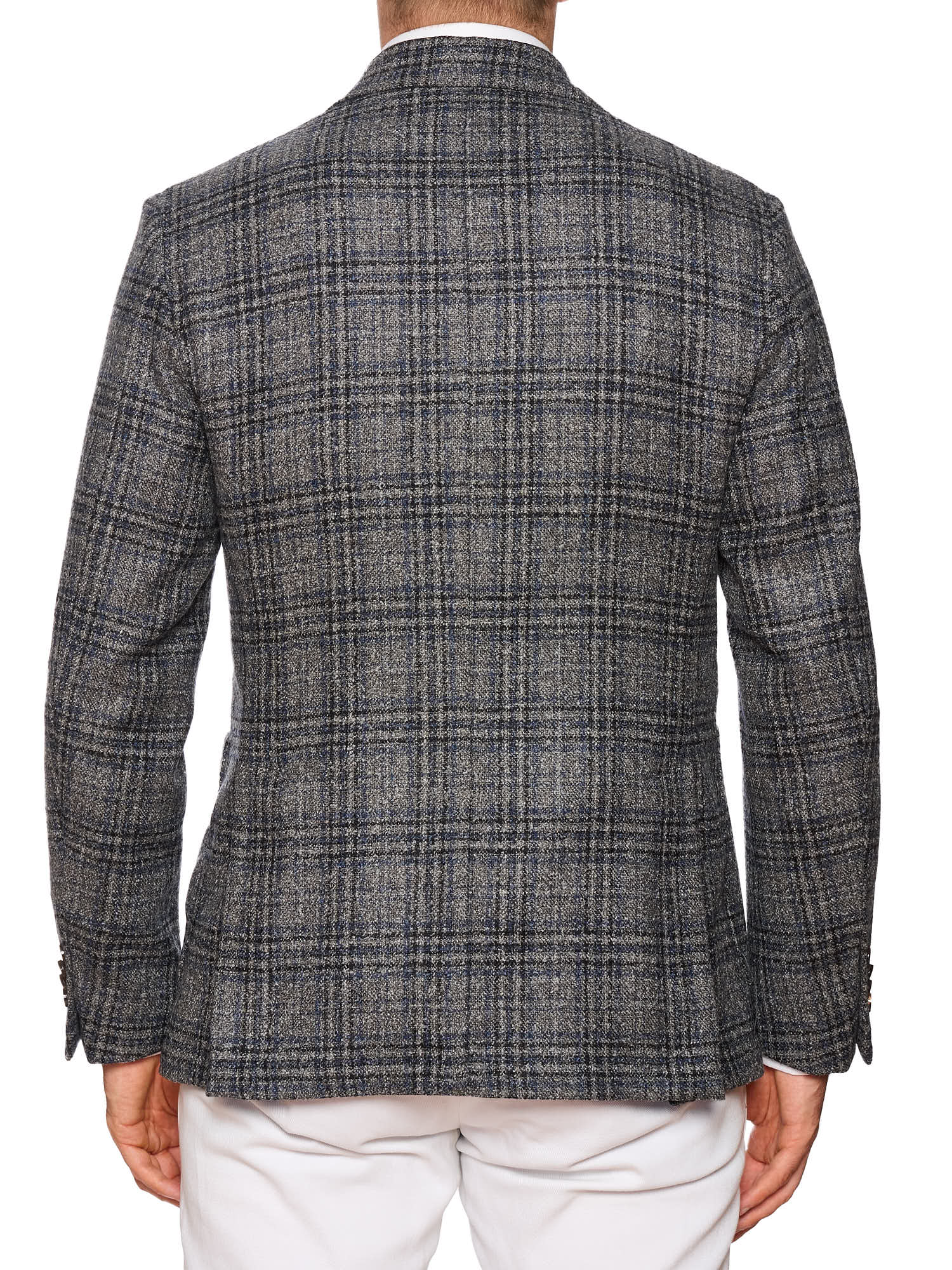 SARTORIA PARTENOPEA "Napoli2" Gray Glen Plaid Wool Stretch Jacket