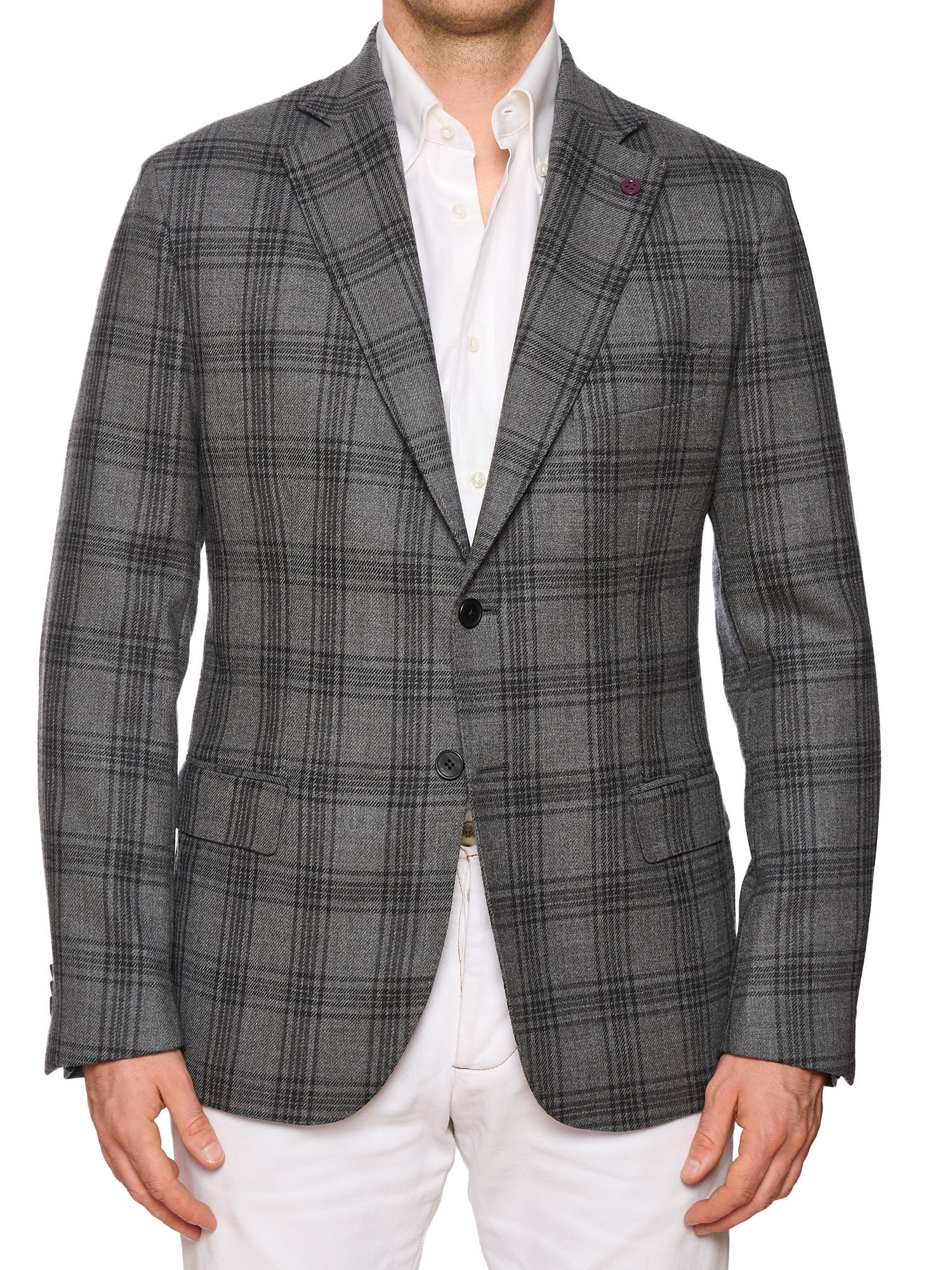 SARTORIA PARTENOPEA "Napoli2" Gray Prince of Wales Wool Jacket