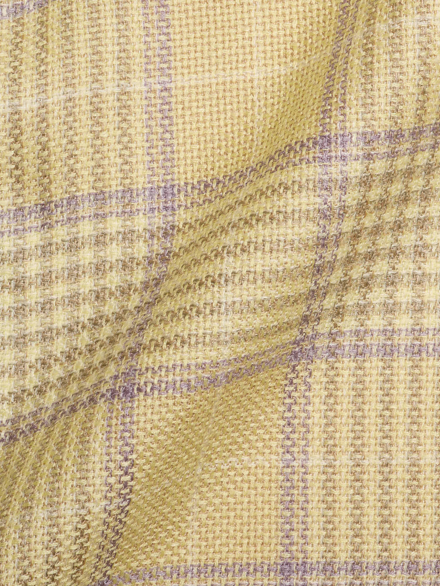 SARTORIA PARTENOPEA "Napoli2" Pastel Yellow Plaid Wool-Silk-Linen Jacket