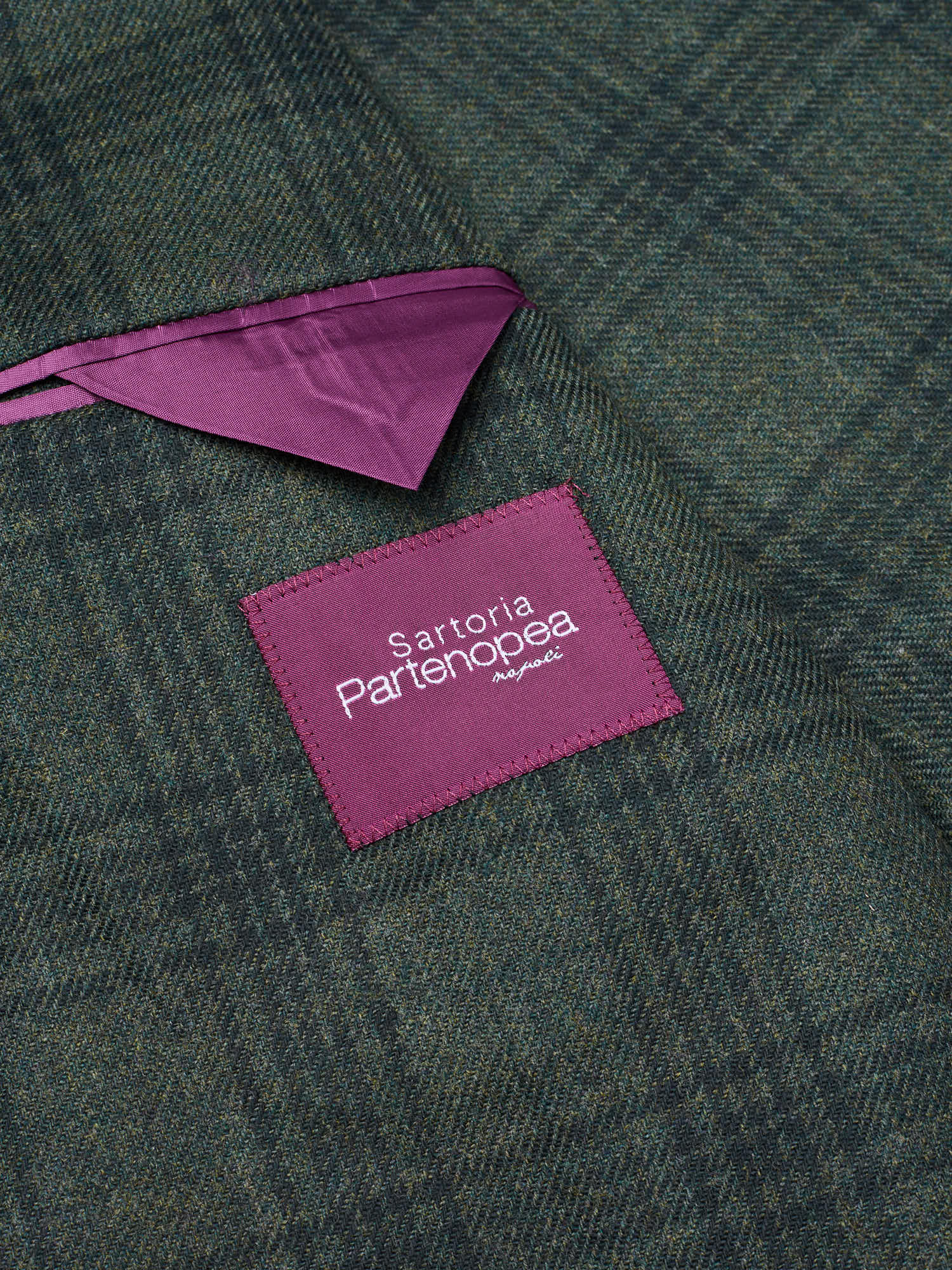 SARTORIA PARTENOPEA "Napoli4" Green Prince of Wales Wool Peak Lapel Jacket