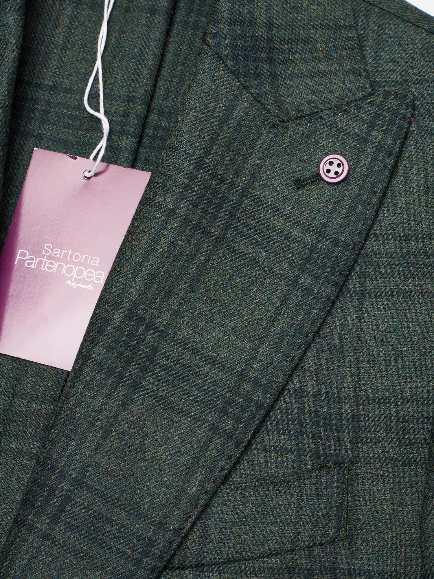 SARTORIA PARTENOPEA "Napoli4" Green Prince of Wales Wool Peak Lapel Jacket
