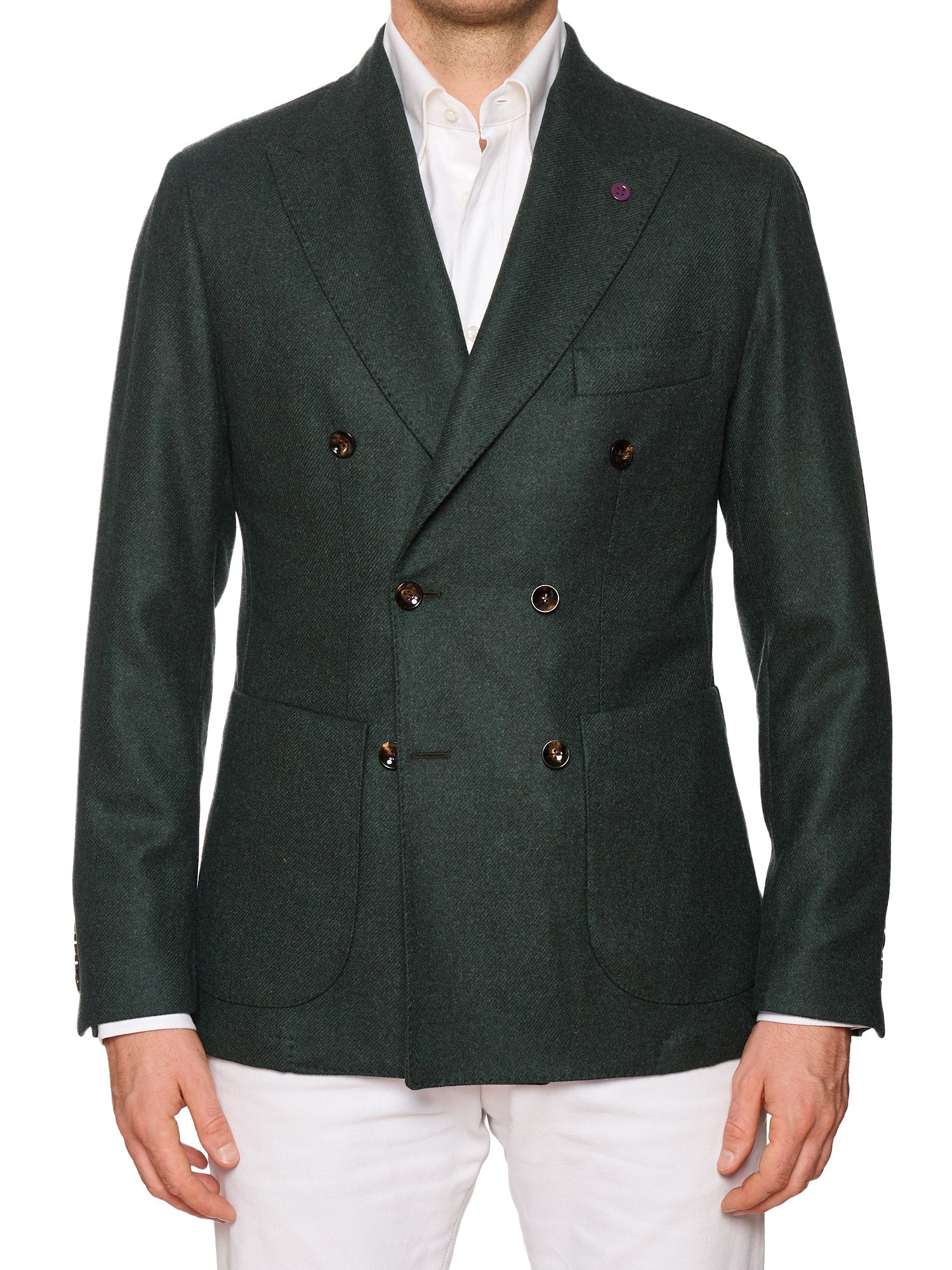 SARTORIA PARTENOPEA "Napoli6" Forest Green Wool Double Breasted Jacket