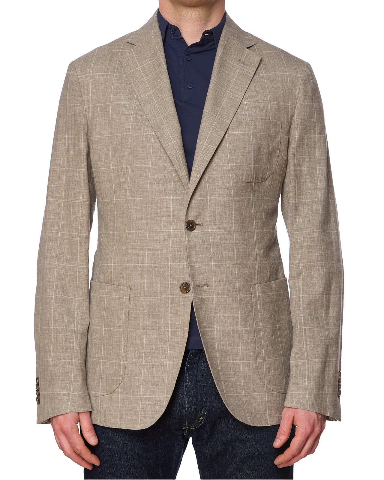 SARTORIA PARTENOPEA for DRINKWATER'S Gray Windowpane Linen Jacket NEW Current Model