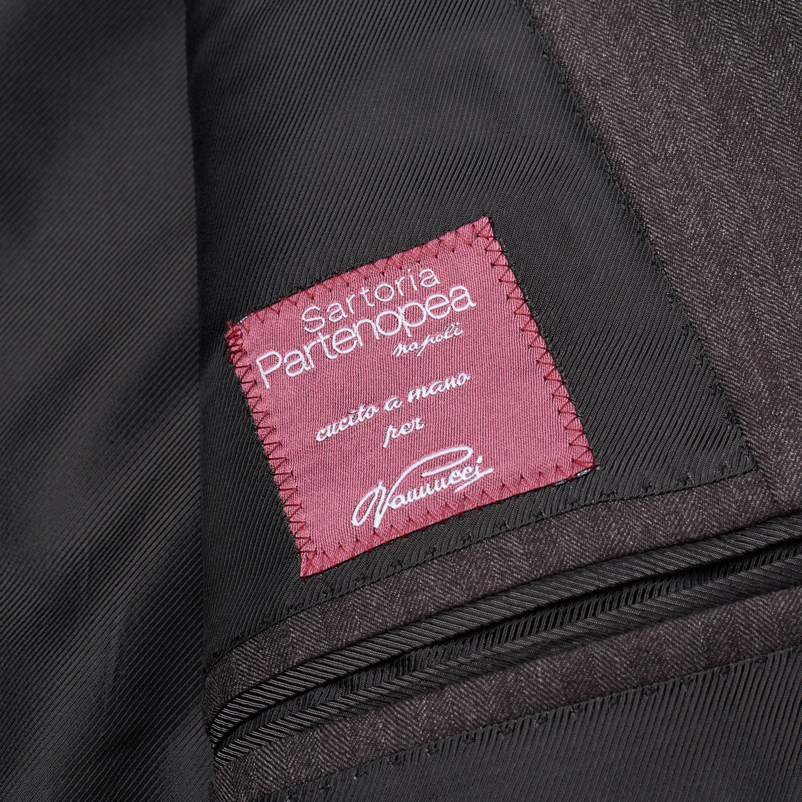 SARTORIA PARTENOPEA Diplomat Brown Super 150's Handmade Suit EU 56 US 44