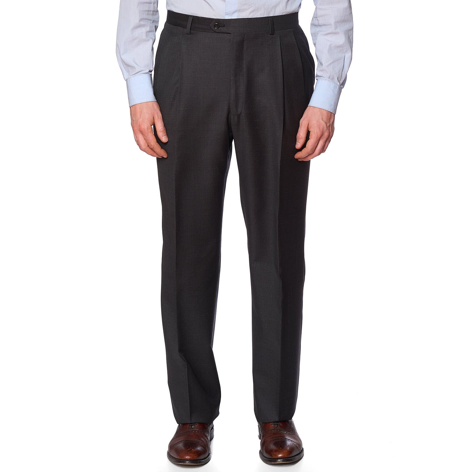 SARTORIA PARTENOPEA for VANNUCCI Gray Wool Super 150's Handmade Suit US 46 NEW EU 56