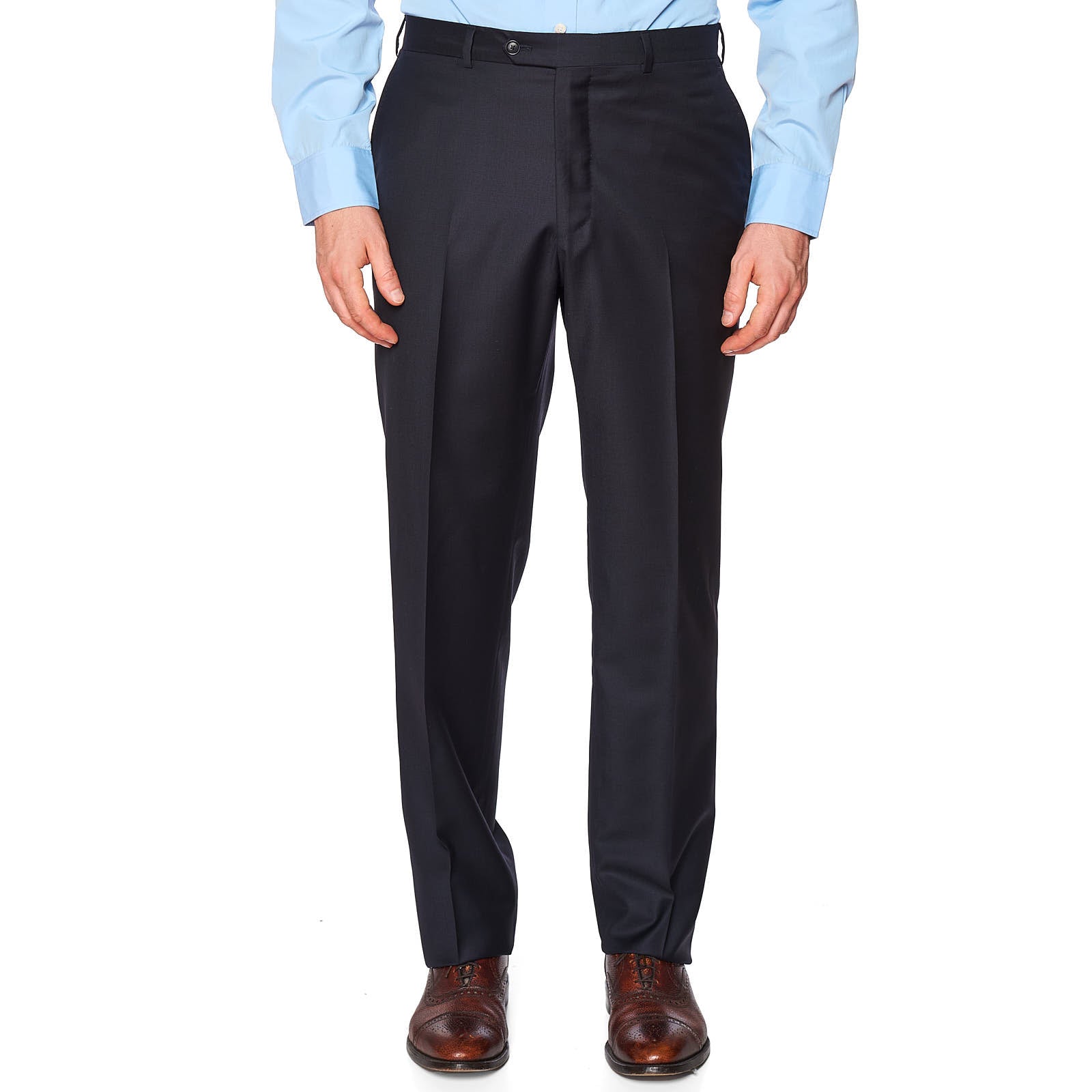 SARTORIA PARTENOPEA Handmade Navy Blue Wool Dress Pants EU 54 NEW US 36