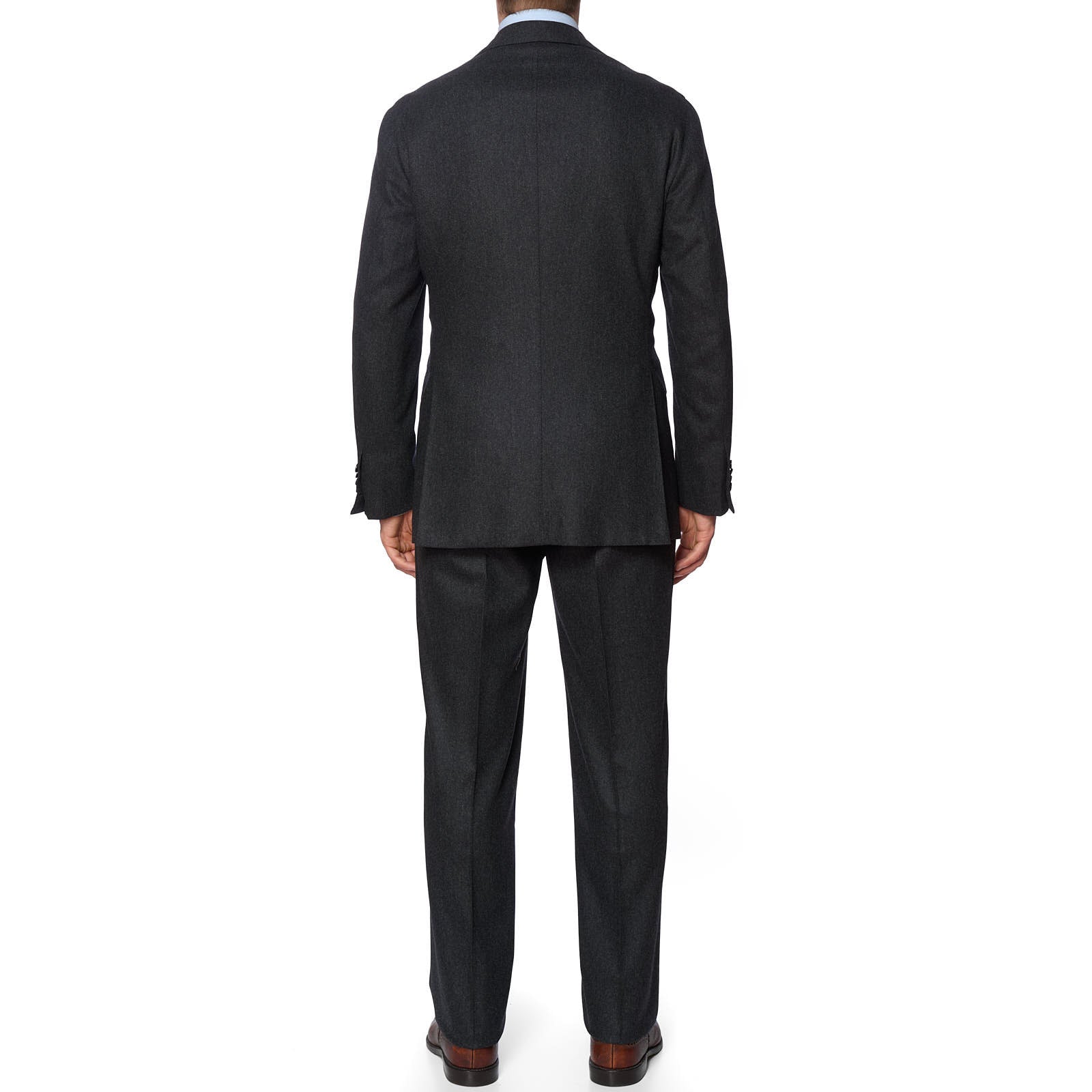 SARTORIA PARTENOPEA Charcoal Flannel S. 100's Handmade Suit EU 54 NEW US 42 44