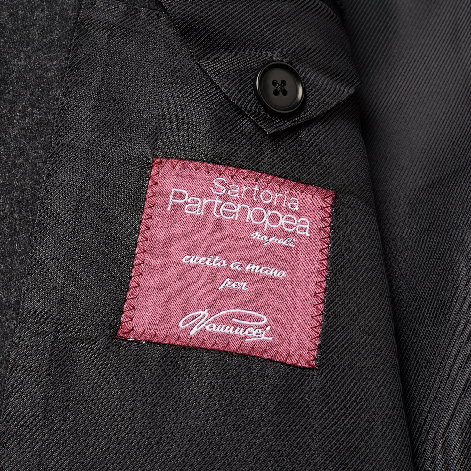 SARTORIA PARTENOPEA Charcoal Flannel S. 100's Handmade Suit EU 54 NEW US 42 44