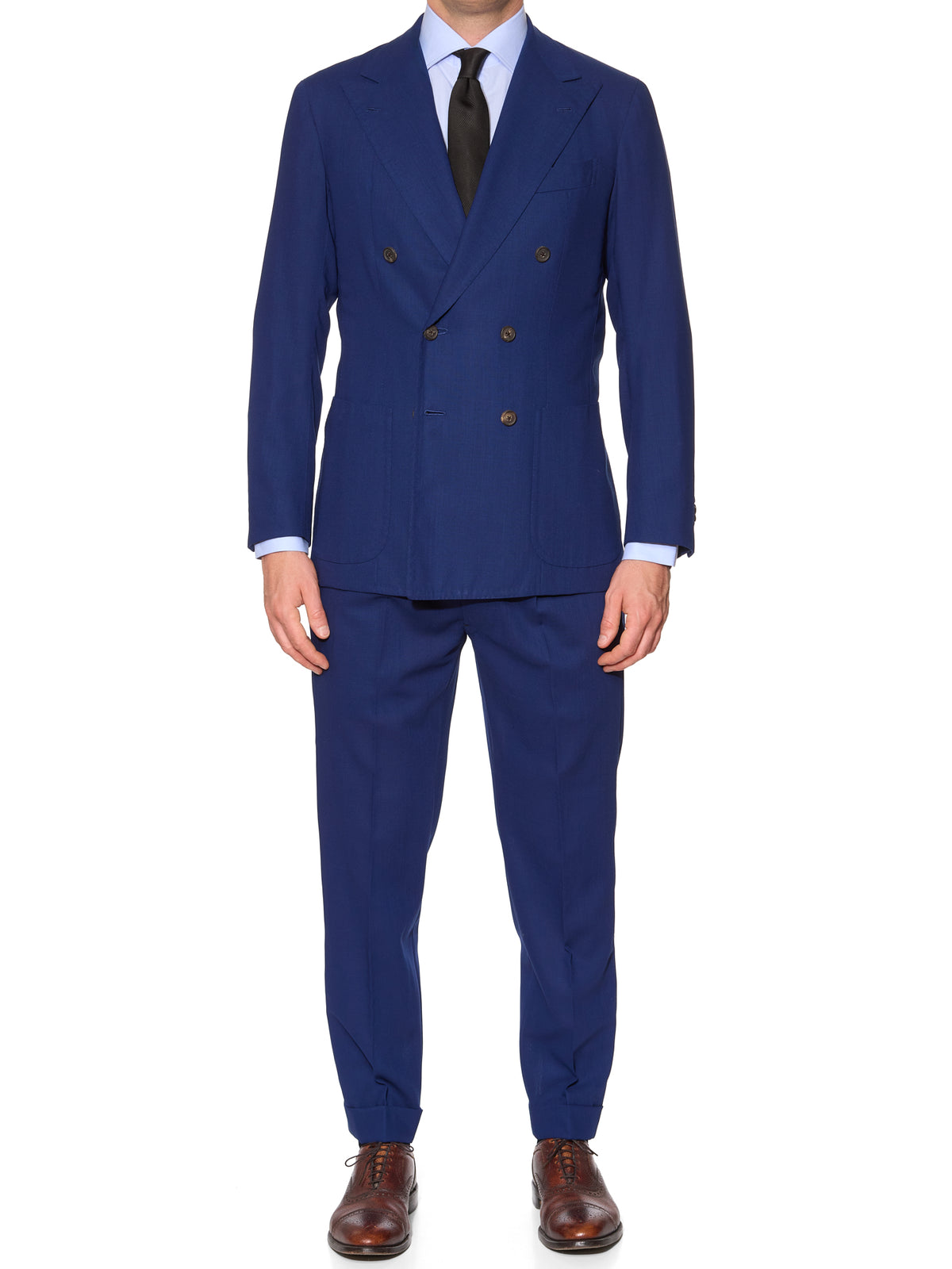 SARTORIA SOLITO Handmade Bespoke Blue Wool DB Suit EU 48 US 38