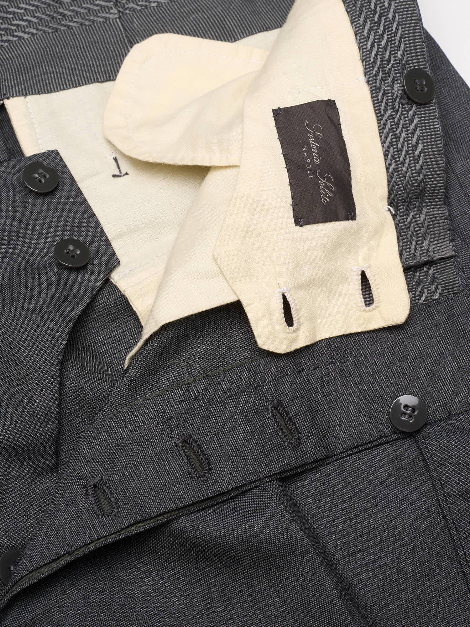 SARTORIA SOLITO Napoli Bespoke Gray Wool Pleated Dress Pants EU 48 US 32