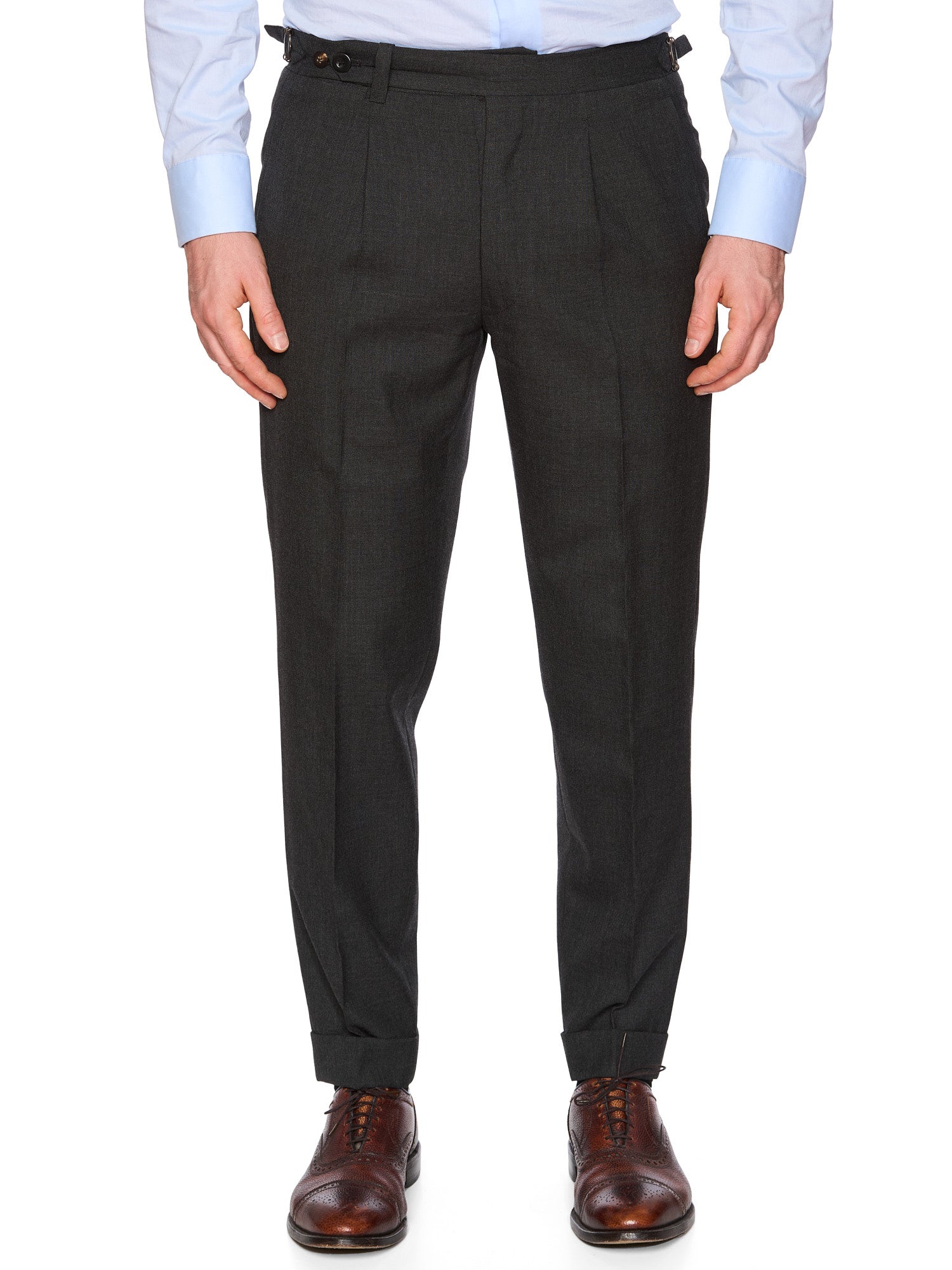 SARTORIA SOLITO Napoli Bespoke Gray Wool Pleated Dress Pants EU 48 US 32