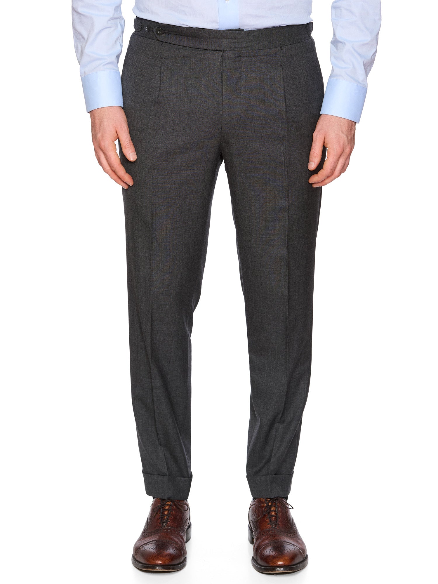 SARTORIA SOLITO Napoli Bespoke Gray Wool Pleated Dress Pants EU 48 US 32