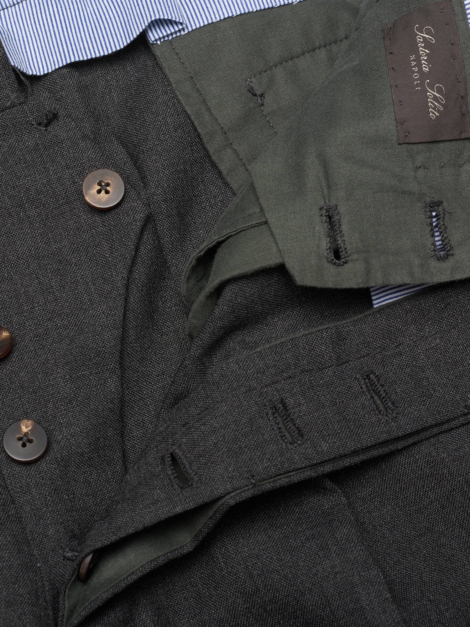 SARTORIA SOLITO Napoli Bespoke Gray Wool Pleated Dress Pants EU 48 US 32