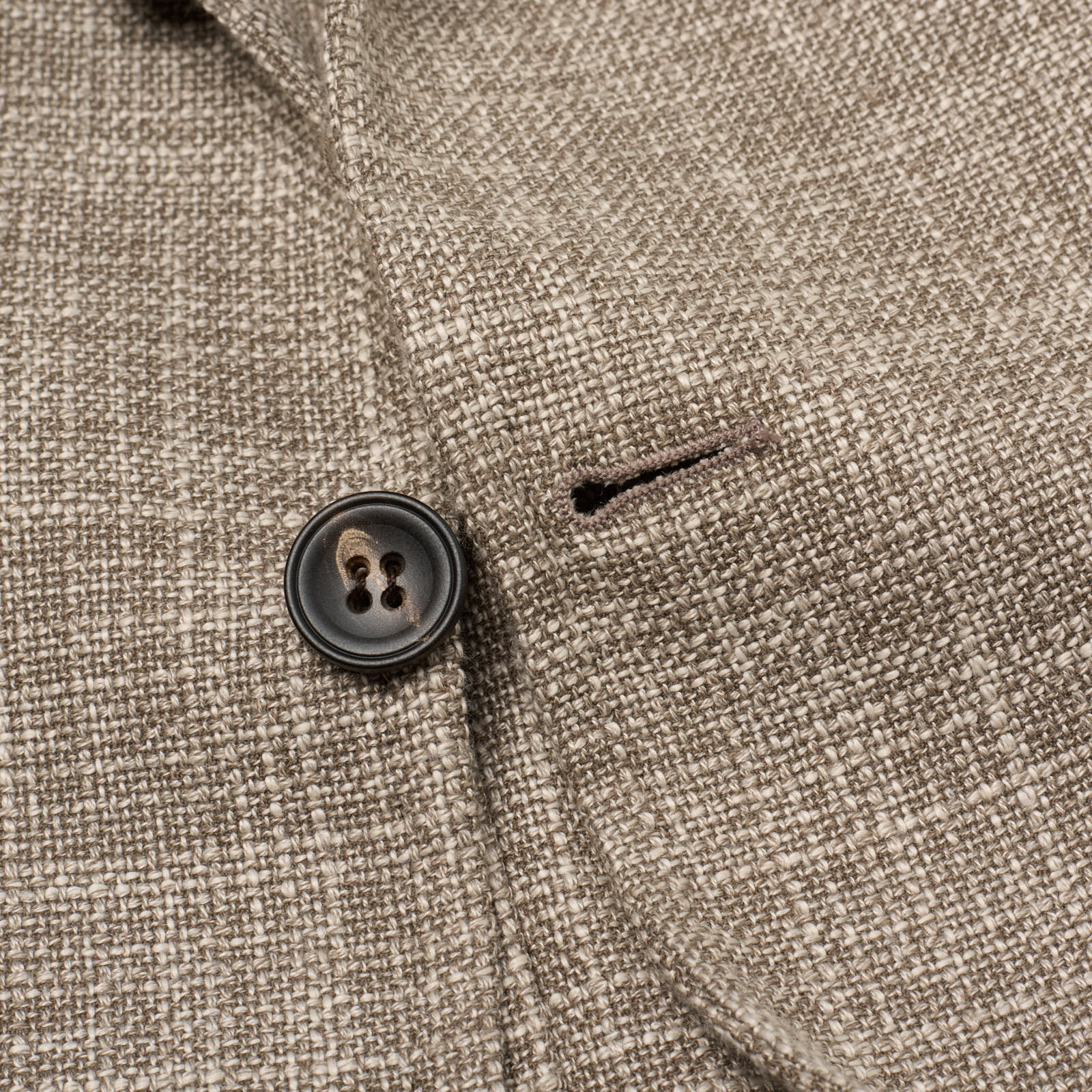 SARTORIO Brown Wool-Cotton-Silk-Linen Hopsack Half Lined Jacket EU 54 US 44 Slim