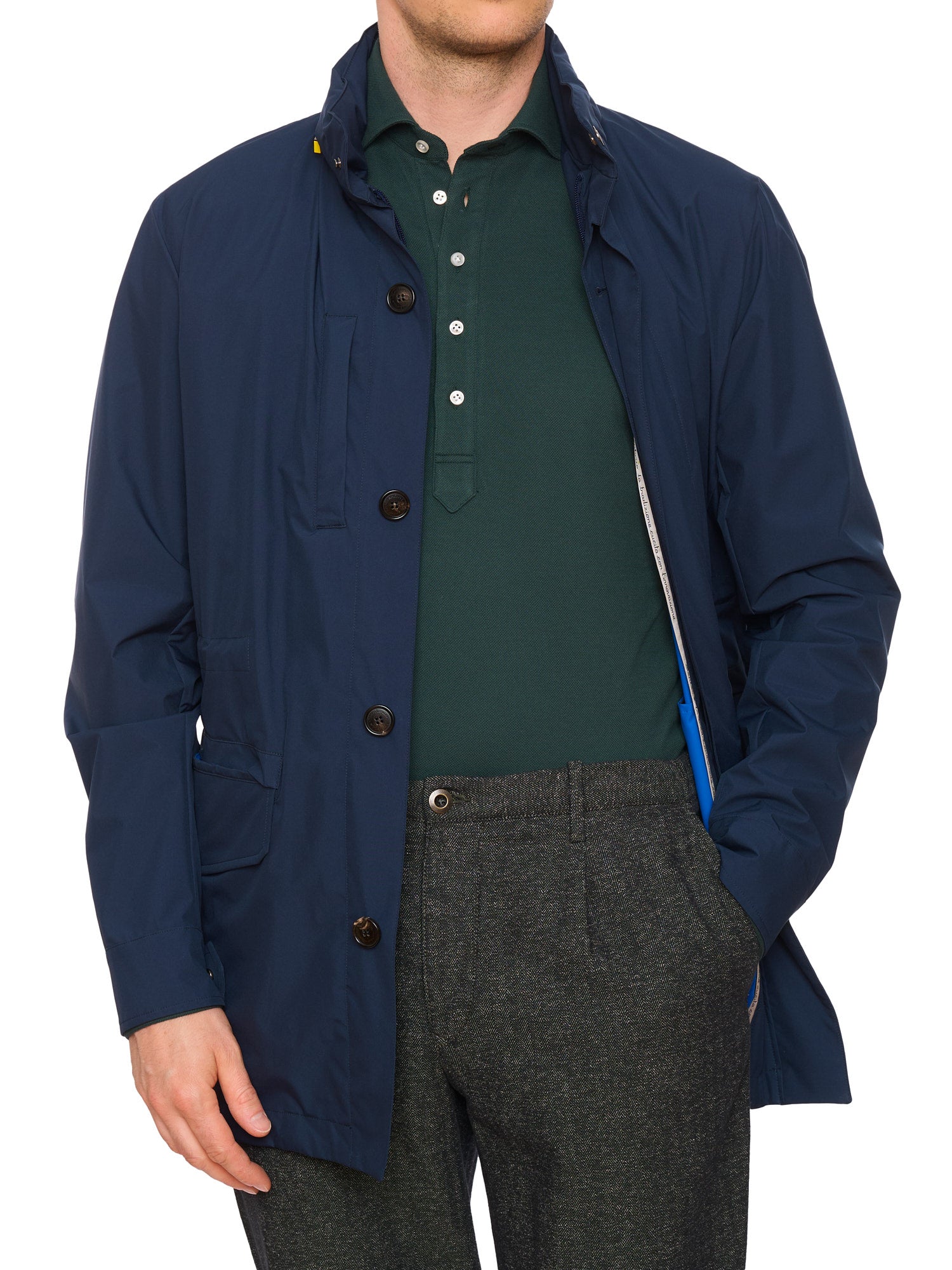 SARTORIO "Tuga" Napoli Blue Parka Jacket With Hidden Hood