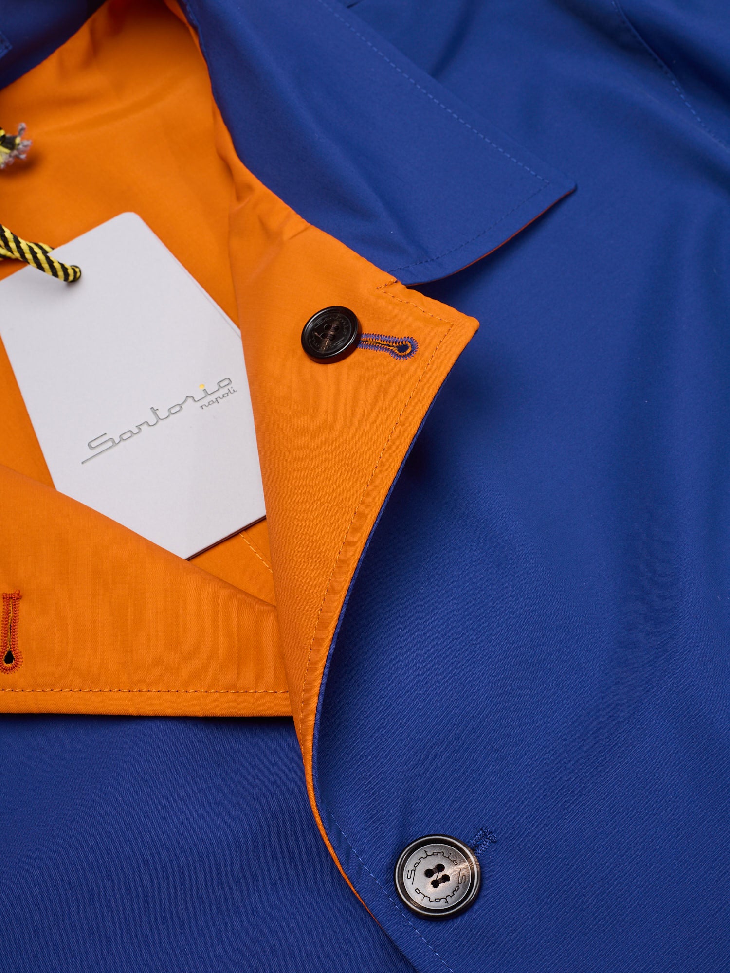Kiton SARTORIO Napoli "Ben" Blue-Orange Virgin Rain Coat EU 50 US M