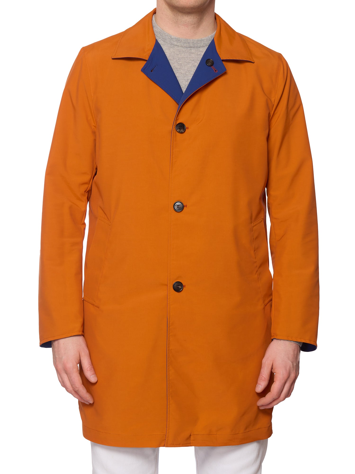 Kiton SARTORIO Napoli "Ben" Blue-Orange Virgin Rain Coat EU 50 US M