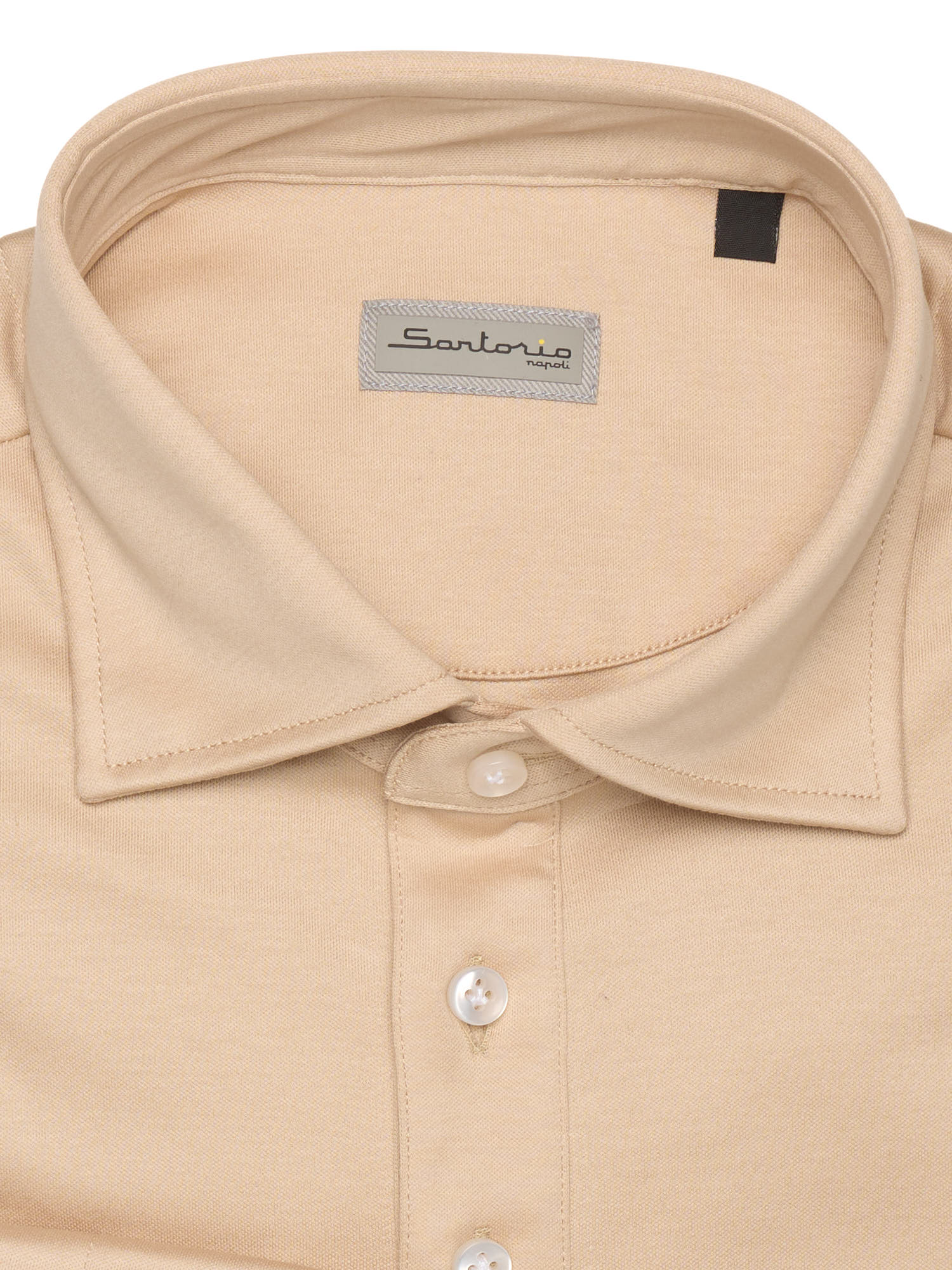 SARTORIO Napoli by KITON Beige Cotton Satin Polo Shirt NEW