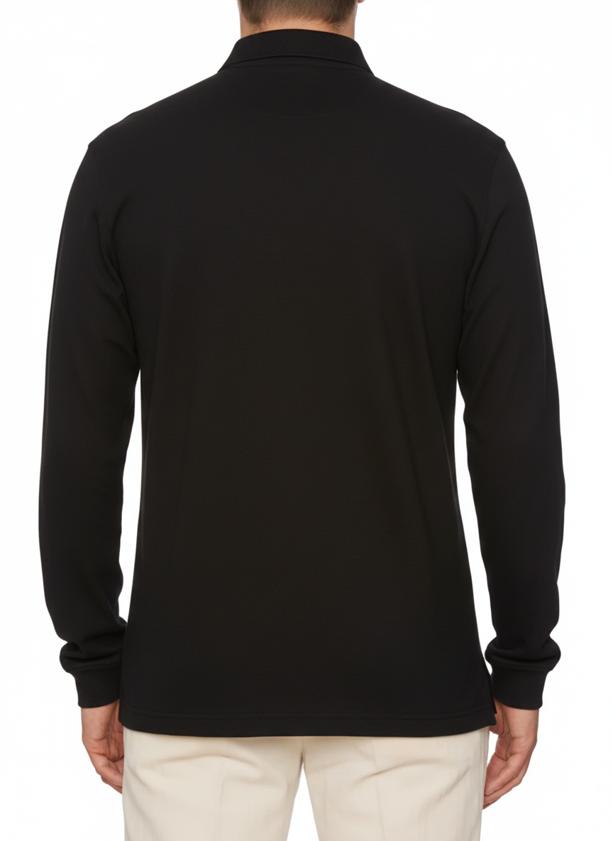 SARTORIO Napoli by KITON Black Cotton Pique Polo Shirt